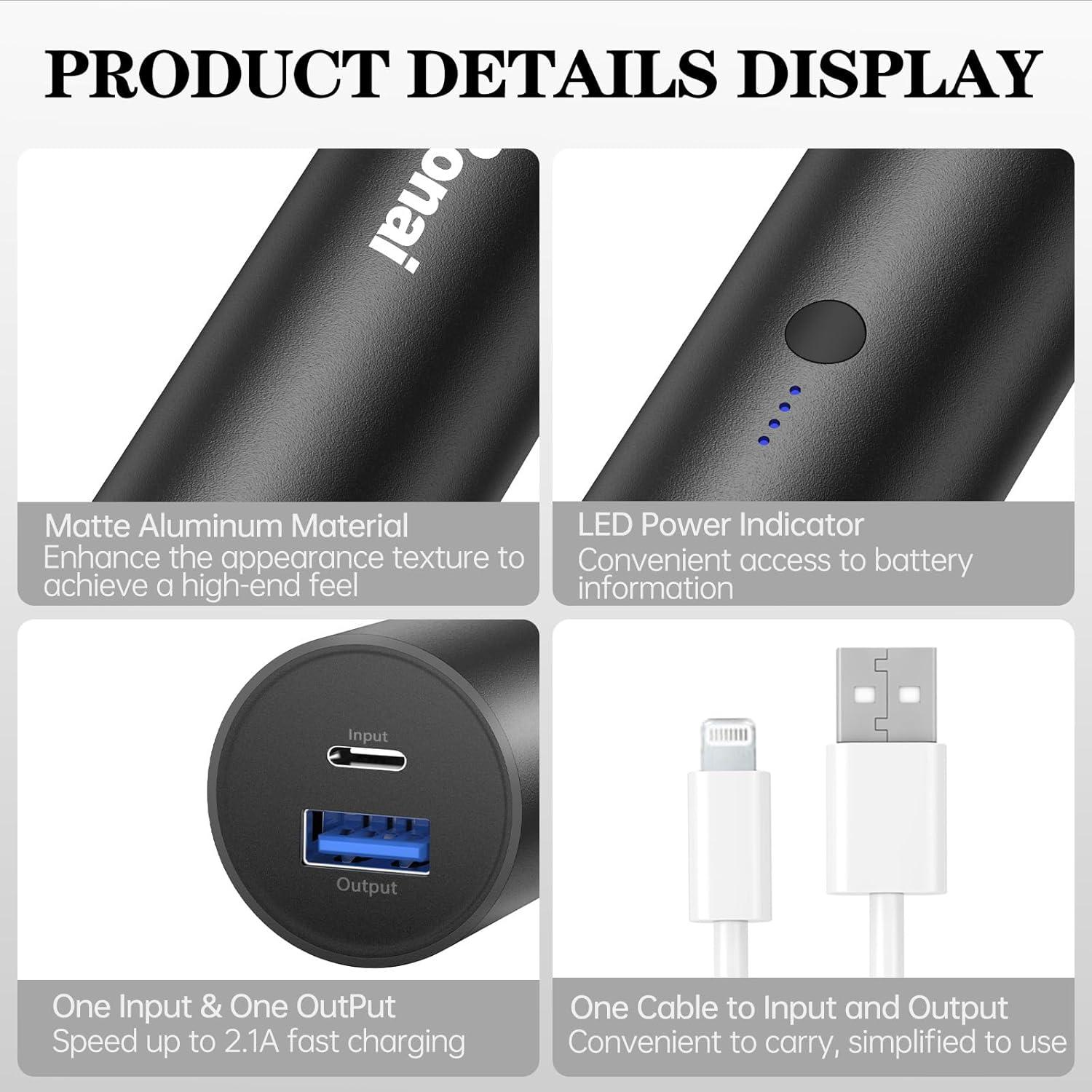 Cargador Portátil BONAI 5000mAh Ultra-Compacto Negro