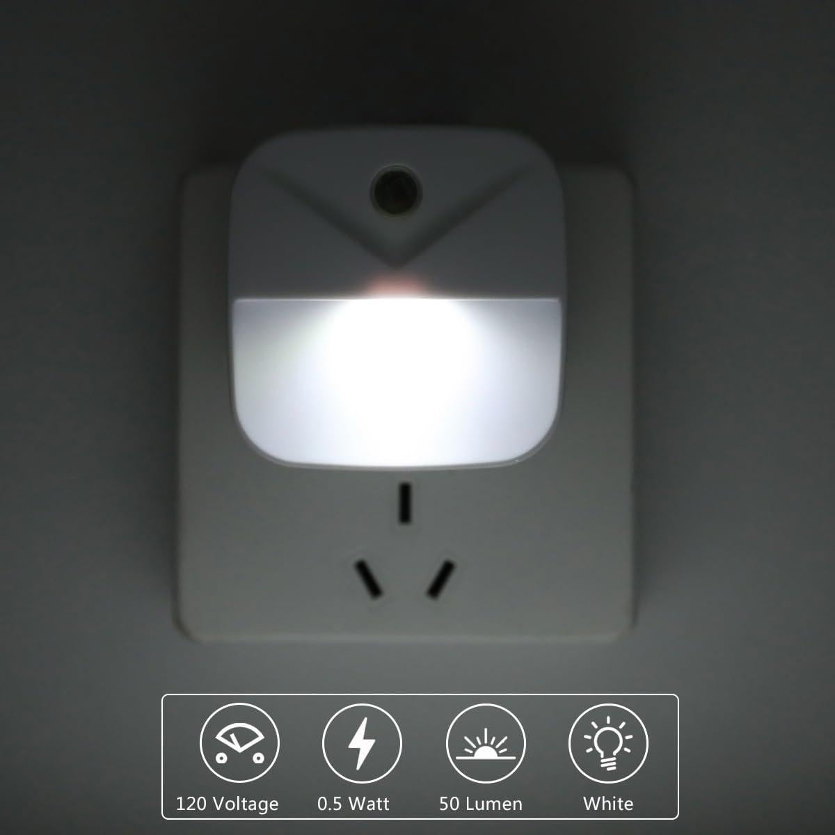 Luz Nocturna LED Enchufable KINUR Sensor Automático Blanco