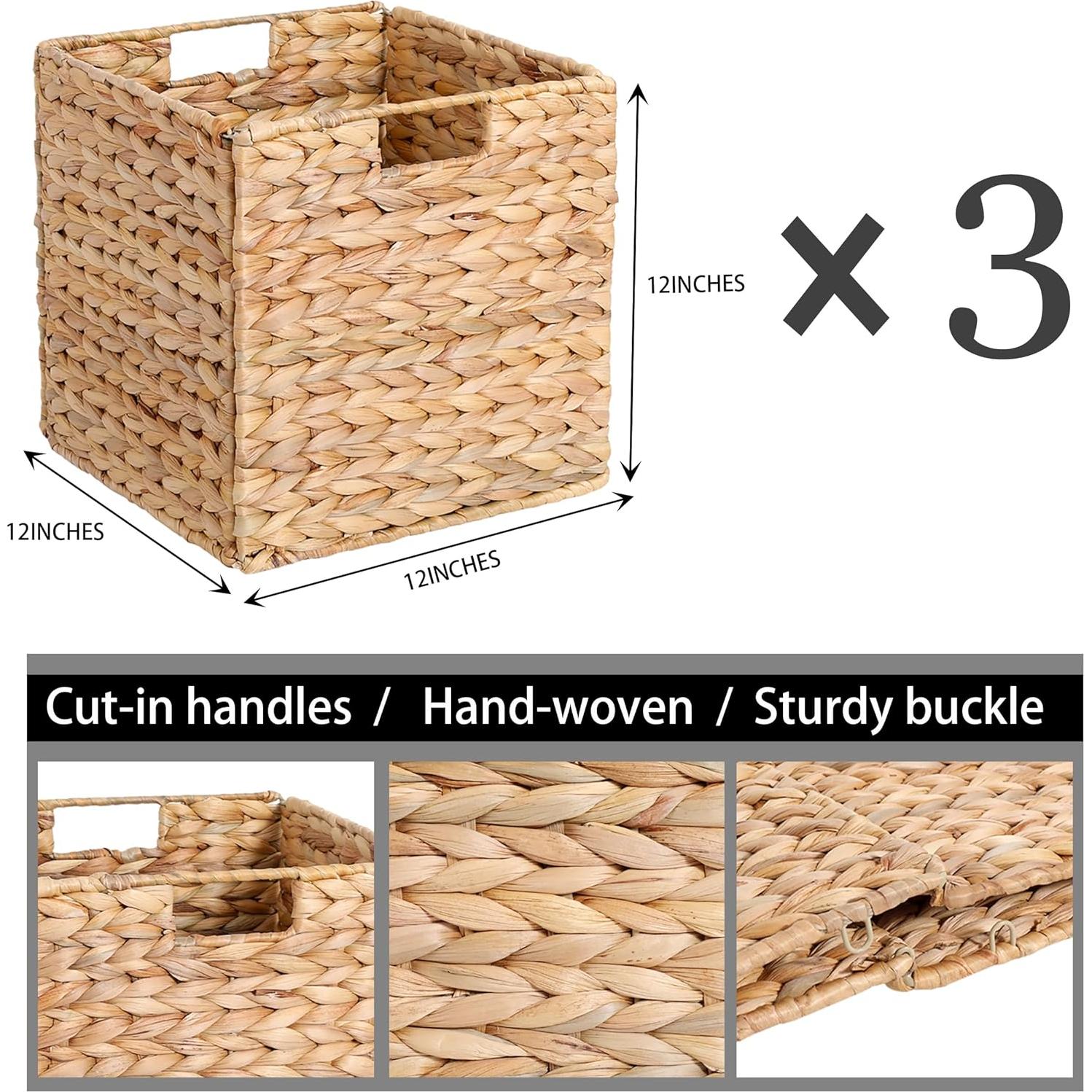 Juego de 3 Cestas de Almacenamiento DINGTAI 30.48cm Mimbre