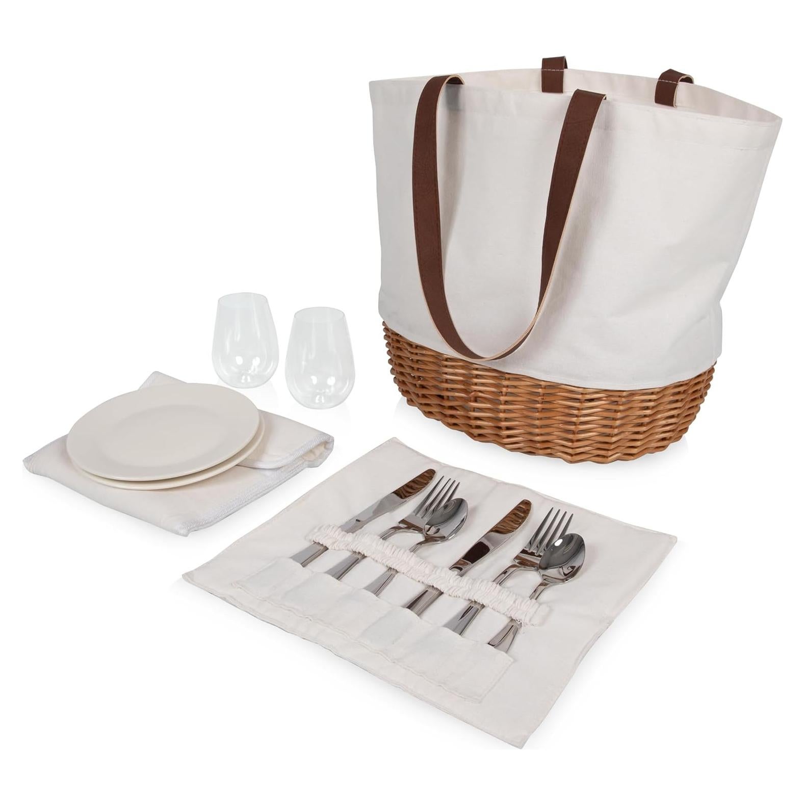 Cesta de Picnic Promenade para 2 Picnic Time - Lona Crema