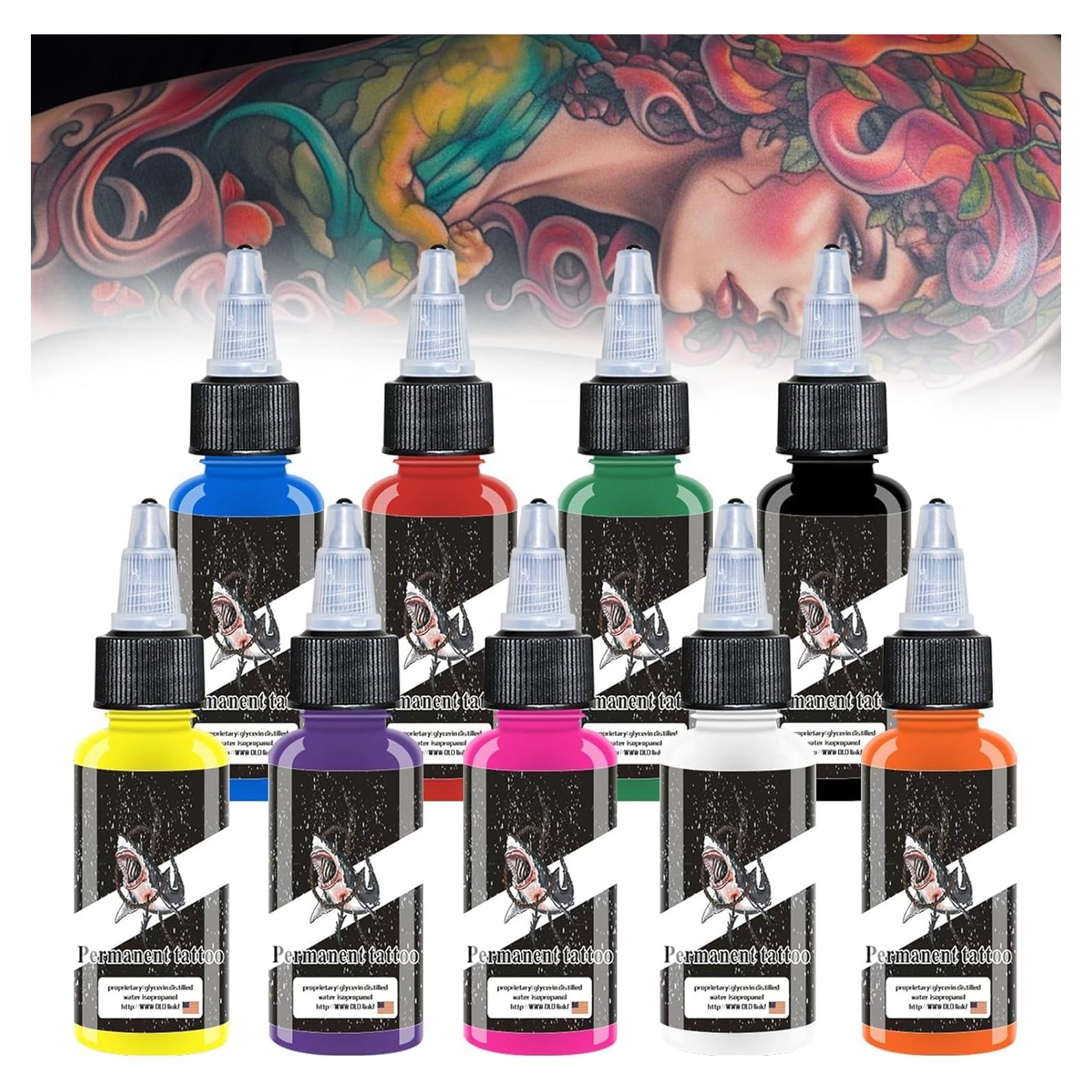 Set de Tinta para Tatuajes BAODELI 9PCS 15ml Colores Vibrantes
