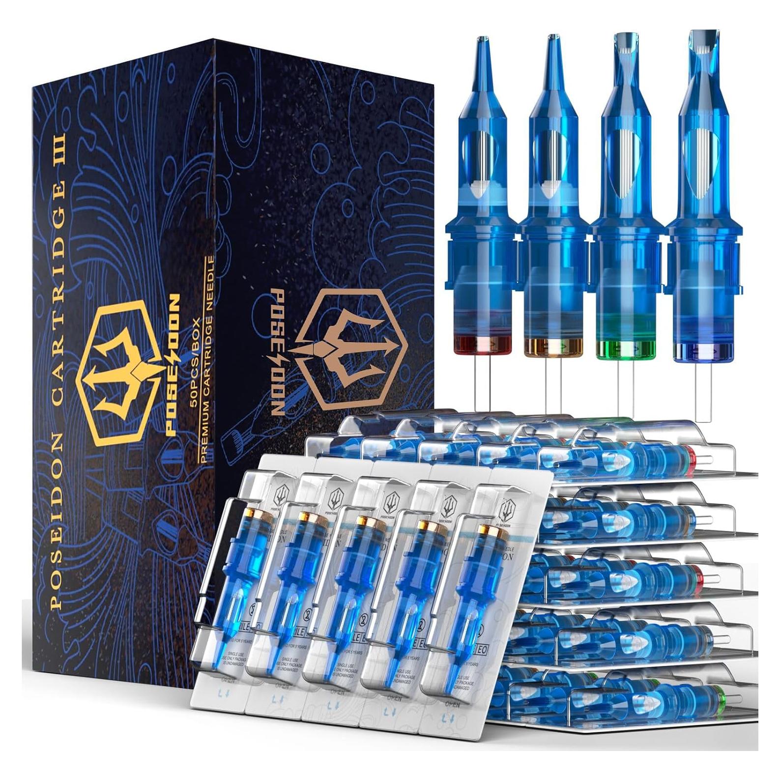 Agujas de Cartucho Poseidon V3 UPTATSUPPLY 50PCS Mixtas Esterilizadas