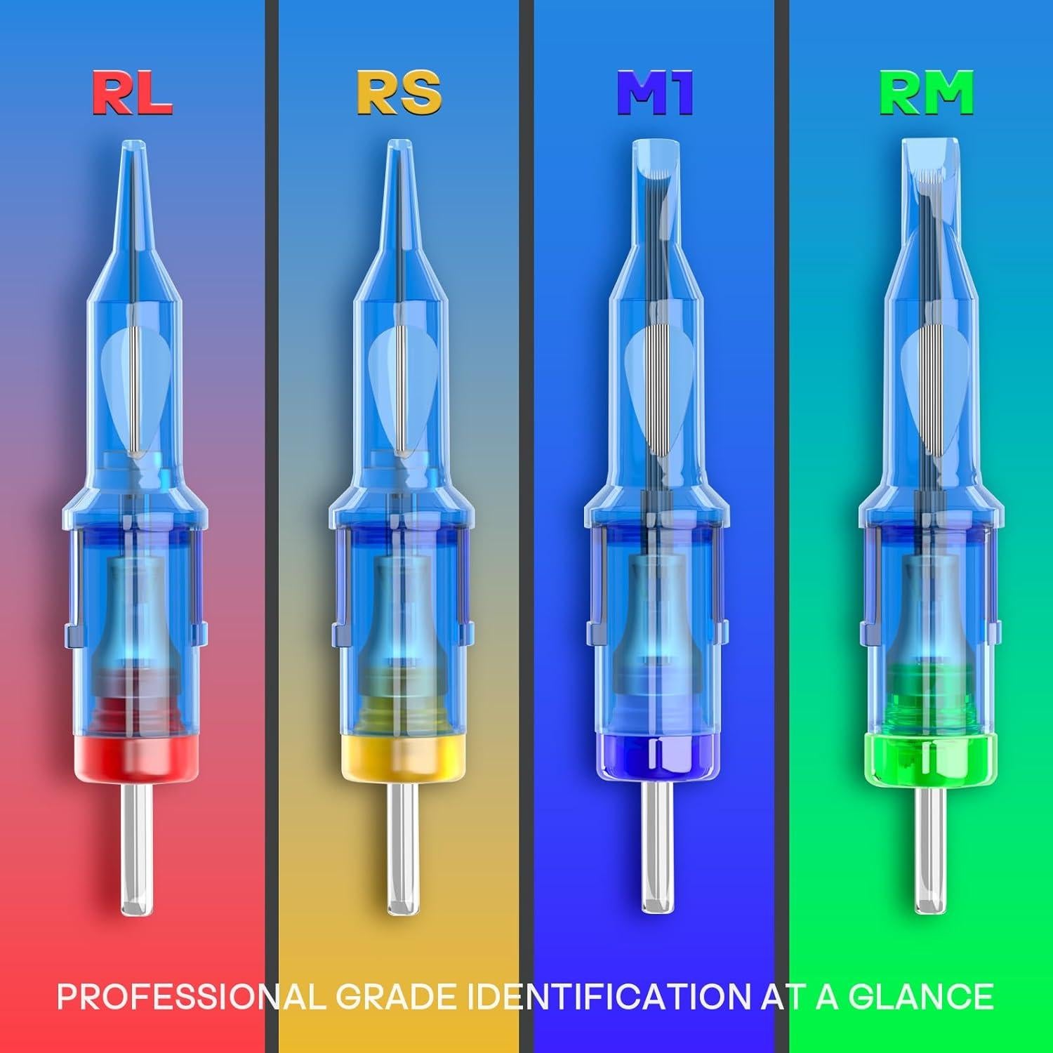 Agujas de Cartucho Poseidon V3 UPTATSUPPLY 50PCS Mixtas Esterilizadas