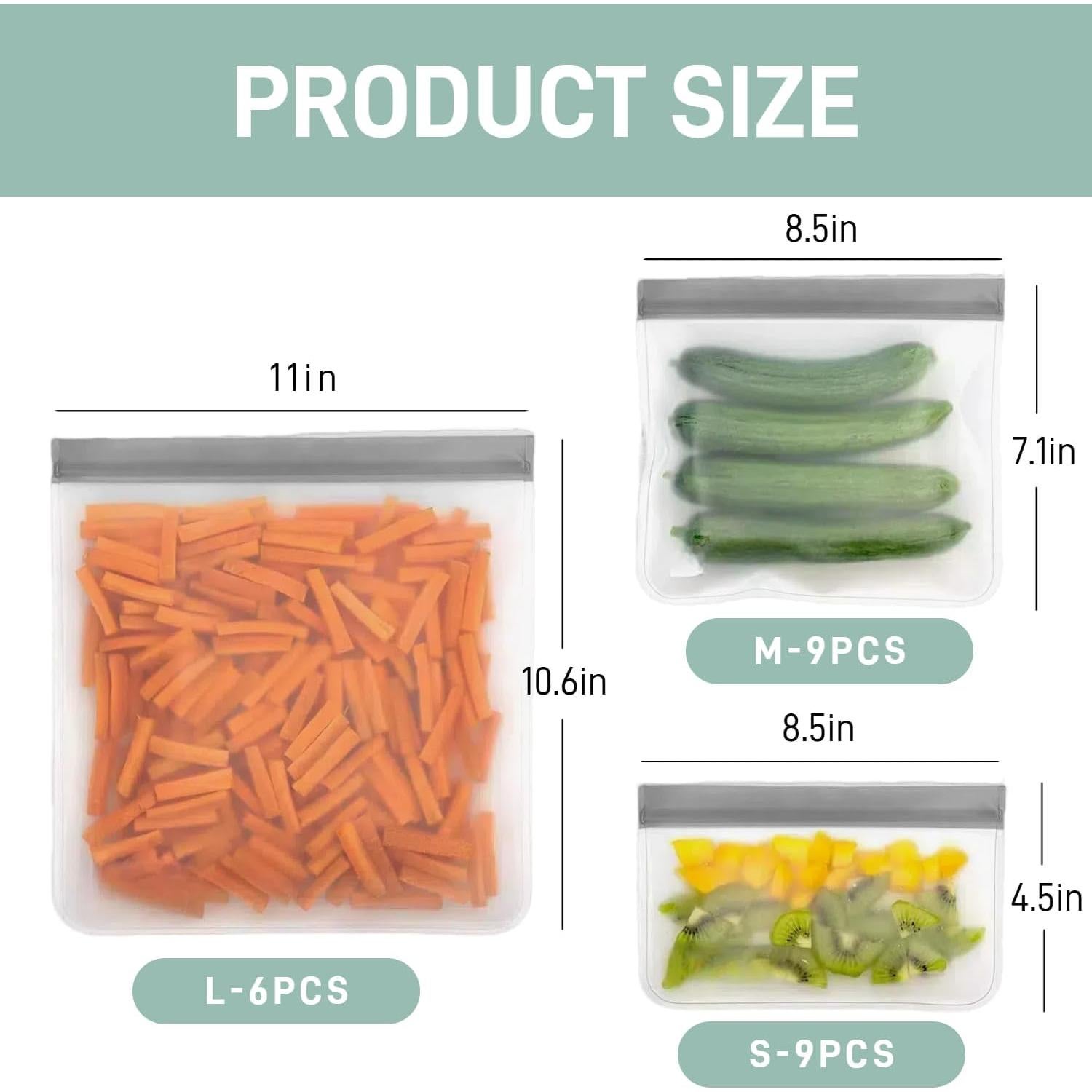 Bolsas de Congelador Reutilizables JMPTUFMT 3.78L 6 Piezas