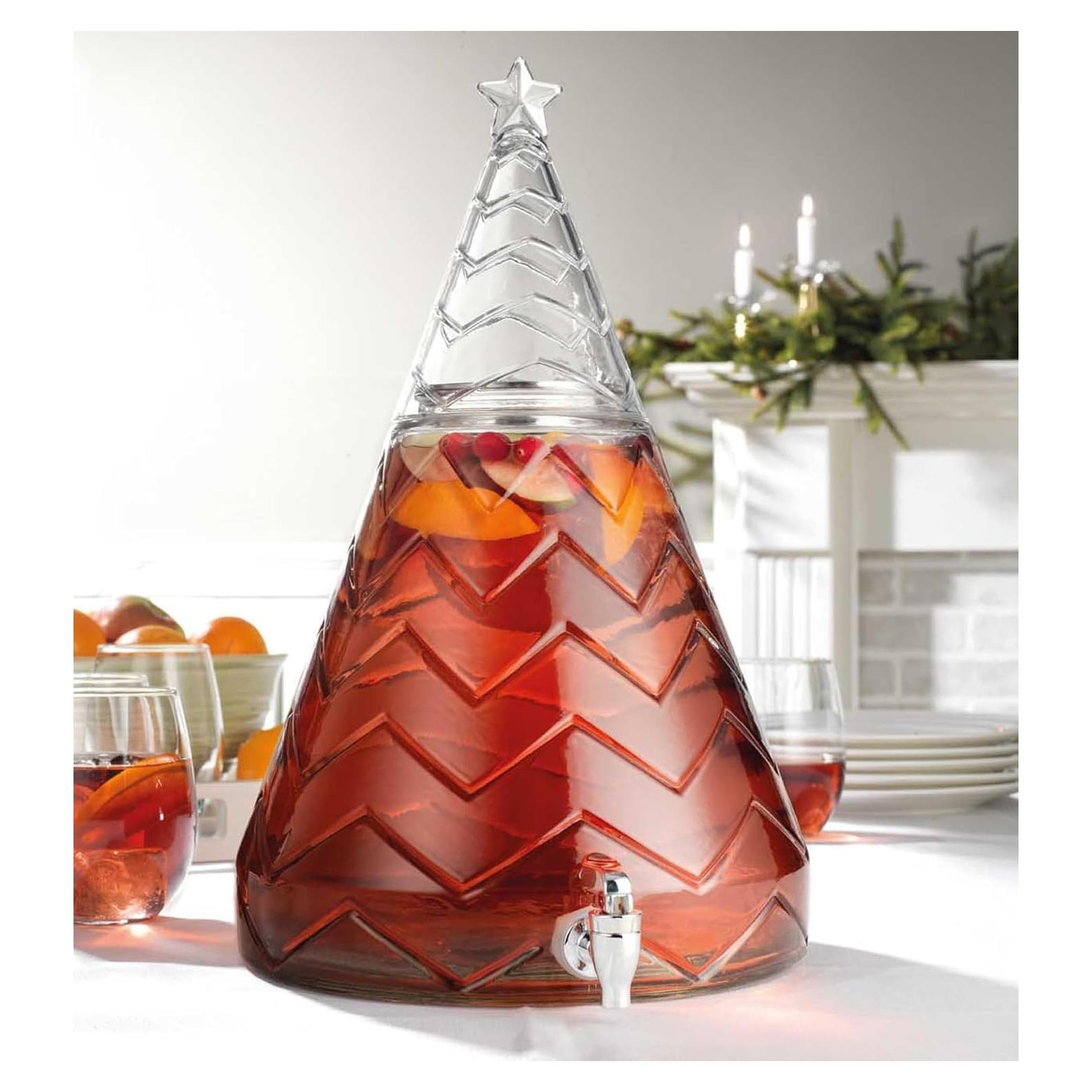Dispensador de Bebidas de Vidrio MosJos 10.4L Árbol de Navidad