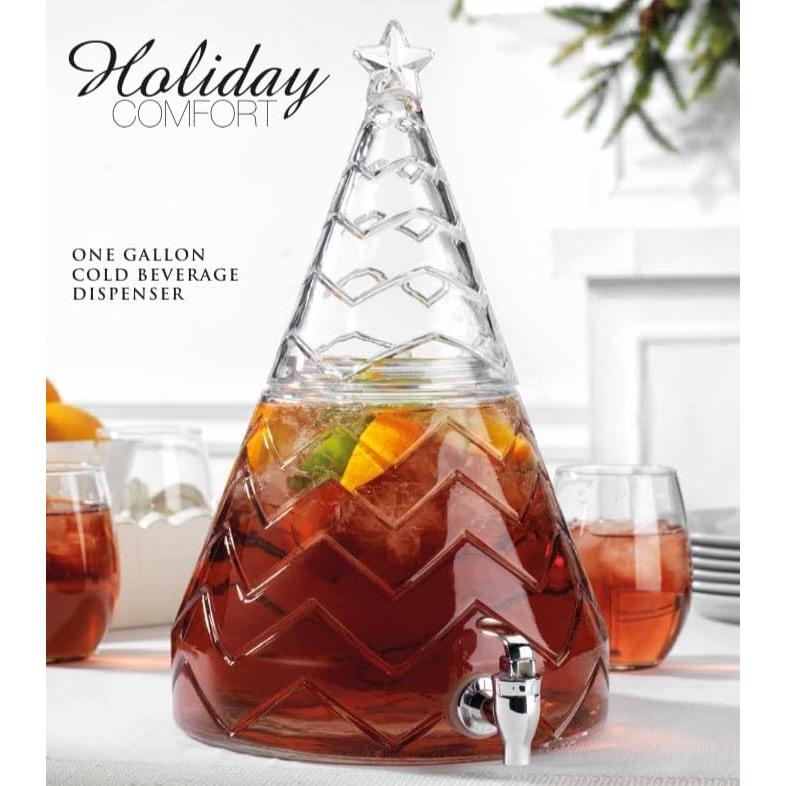 Dispensador de Bebidas de Vidrio MosJos 10.4L Árbol de Navidad