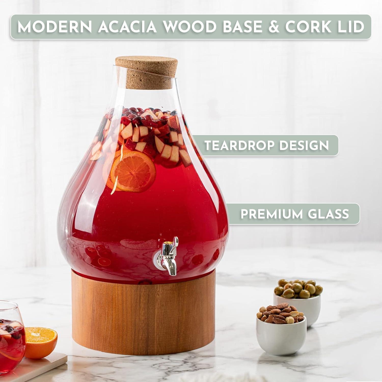 Dispensador de Bebidas Frías MosJos 10.4L Vidrio con Tapa de Corcho