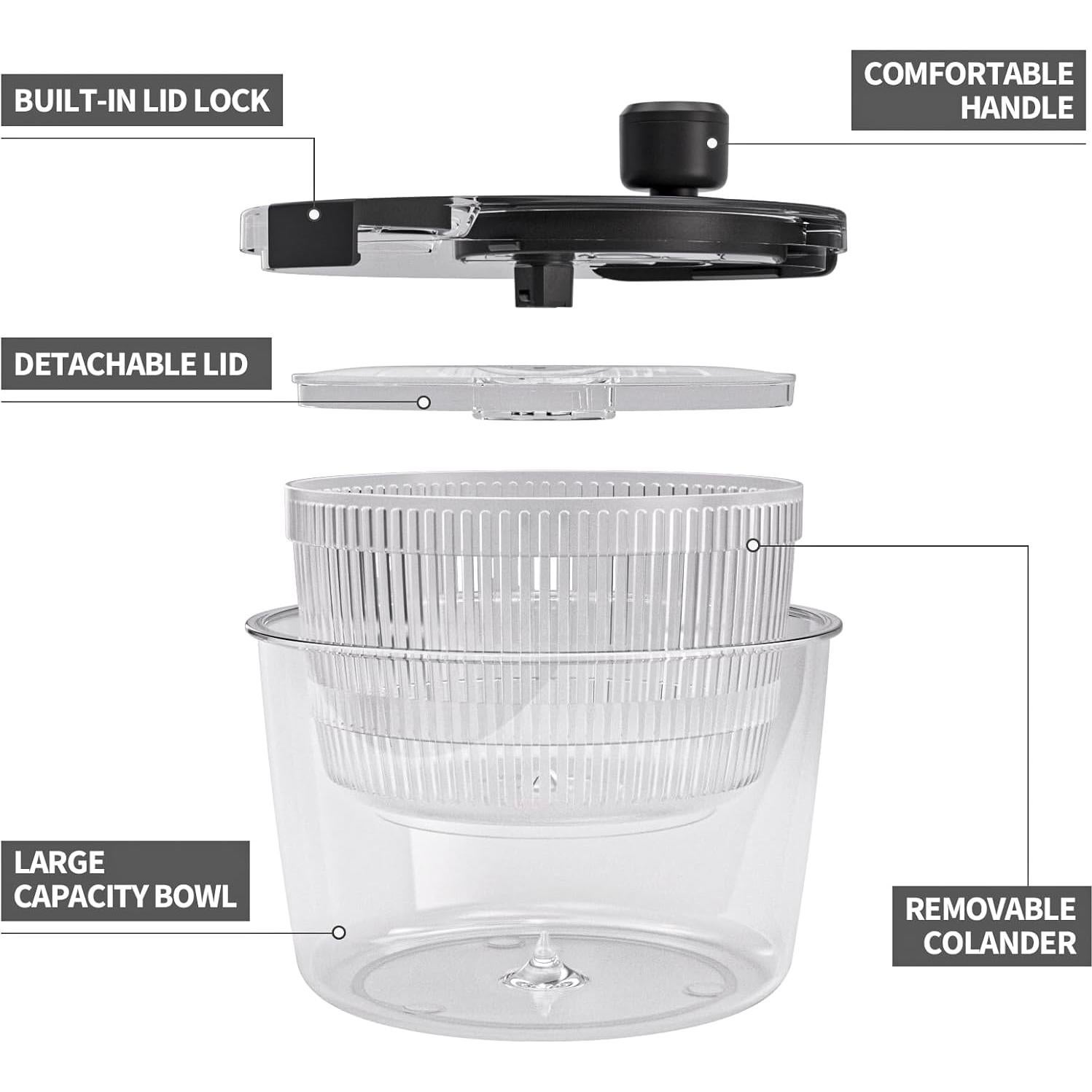 Centrifugadora de Ensalada Cambom 3Qt Negra - Lava y Seca Verduras