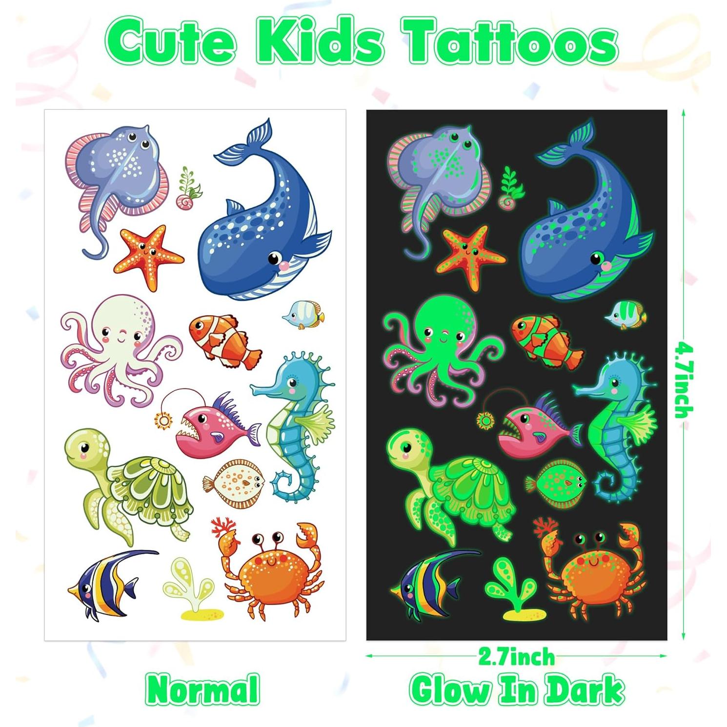 370 Calcomanías Brillantes Huskein para Niños - Tatuajes Temporales