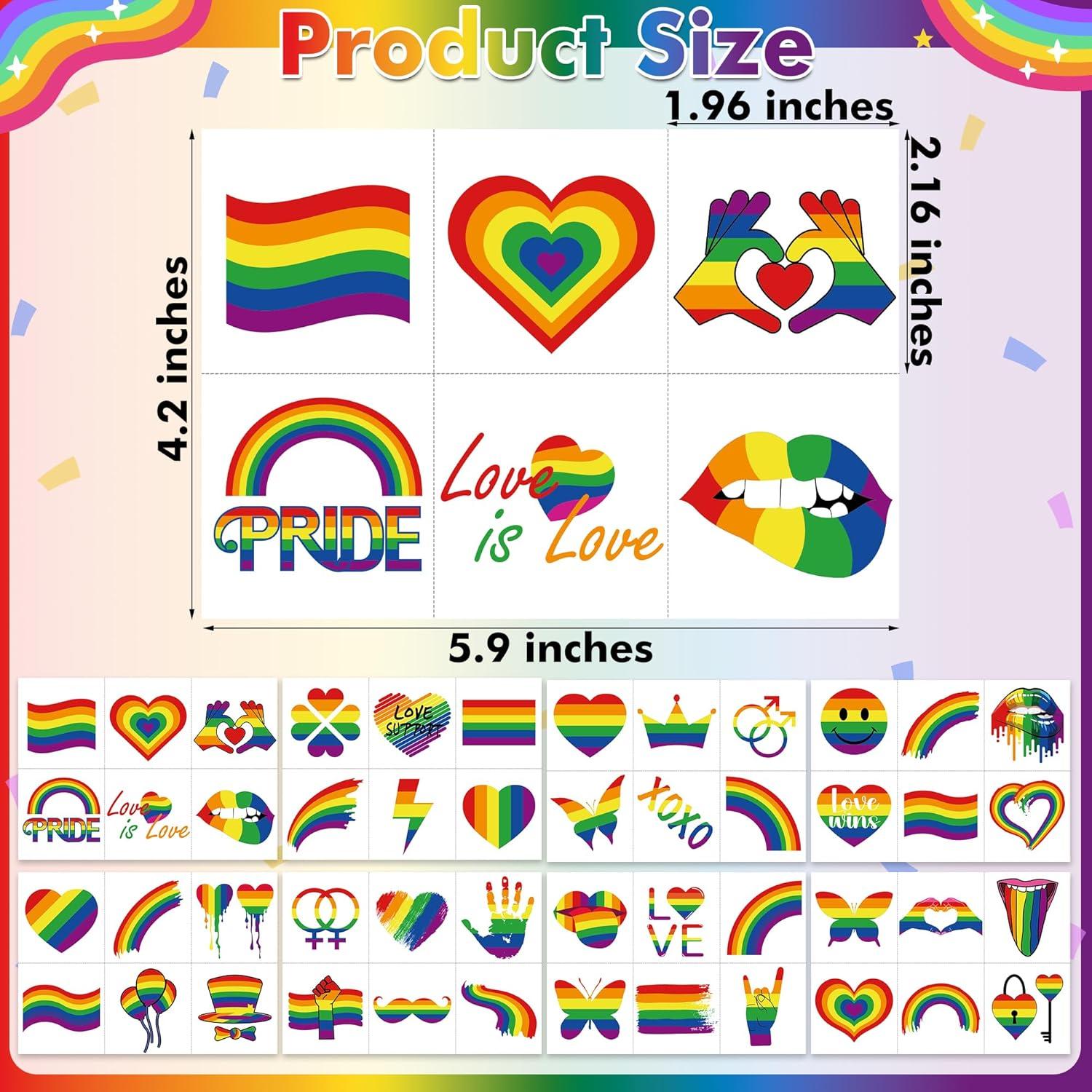 Tatuajes Temporales del Orgullo Huskein - 48 Pcs Arcoíris