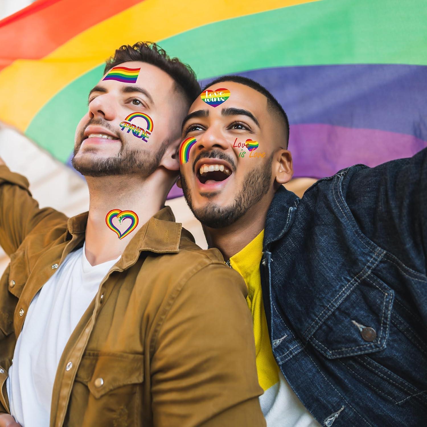 Tatuajes Temporales del Orgullo Huskein - 48 Pcs Arcoíris