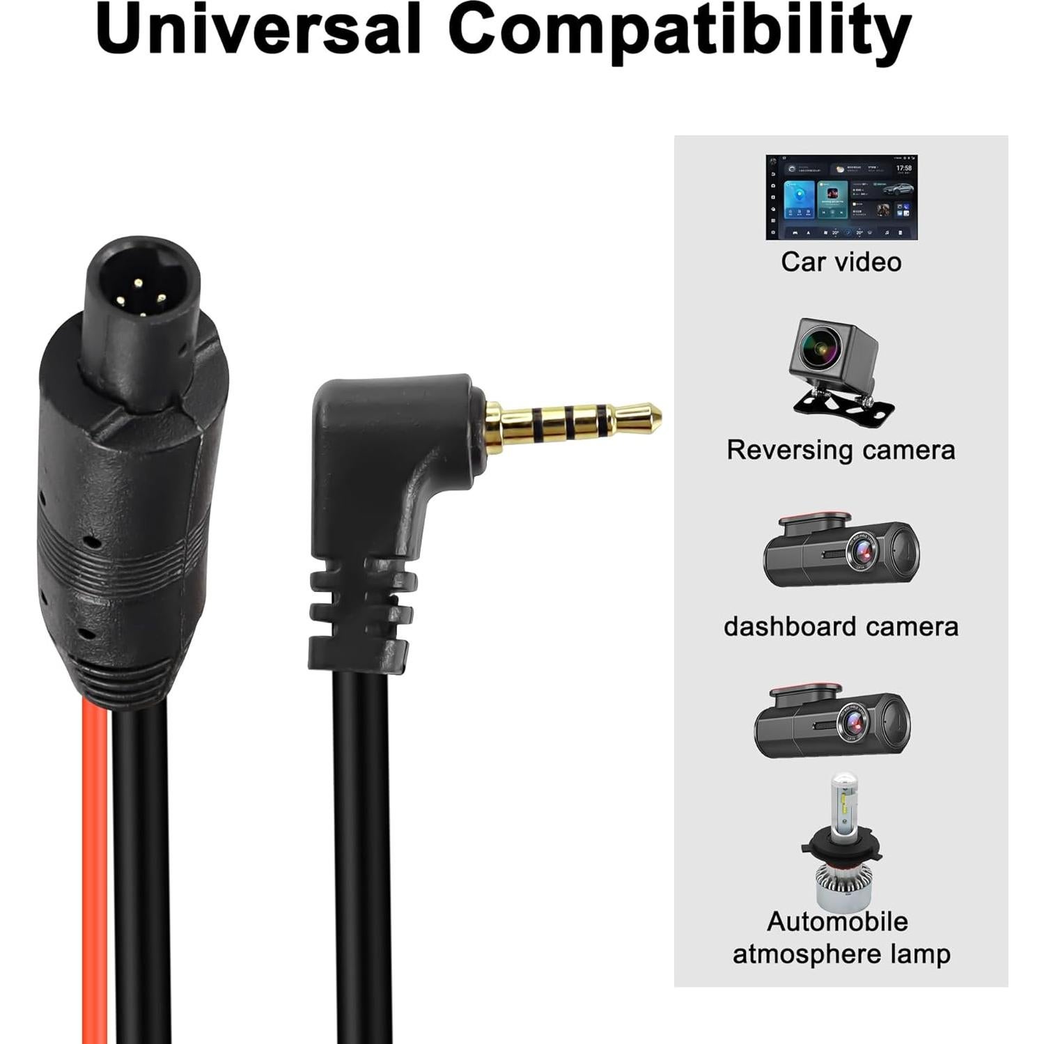 Cable de Cámara Trasera MEIRIYFA 10M 4 Pines HD Impermeable