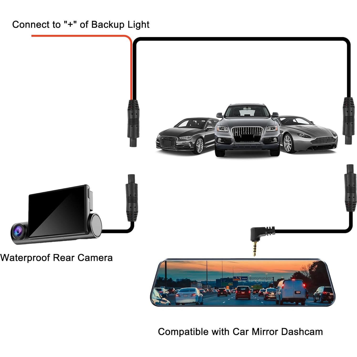 Cable de Cámara Trasera MEIRIYFA 10M 4 Pines HD Impermeable