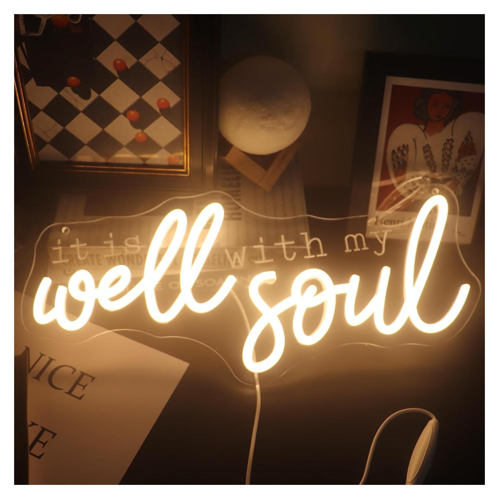 Letrero de neón LED Nordstylee 'Está bien con mi alma' 42x18cm