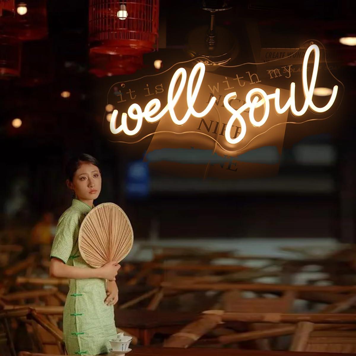 Letrero de neón LED Nordstylee 'Está bien con mi alma' 42x18cm