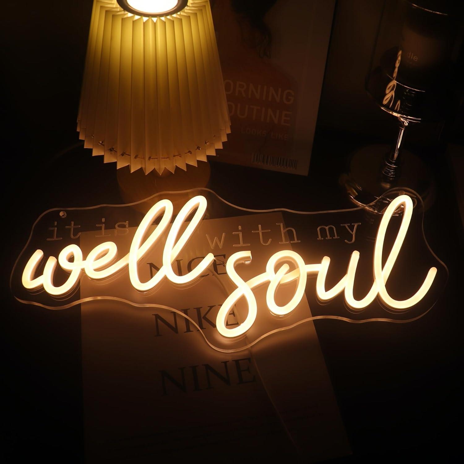 Letrero de neón LED Nordstylee 'Está bien con mi alma' 42x18cm