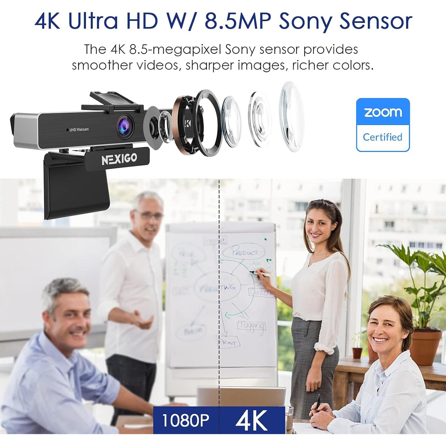 Cámara Web 4K NexiGo N950P con Control Remoto y Micrófonos