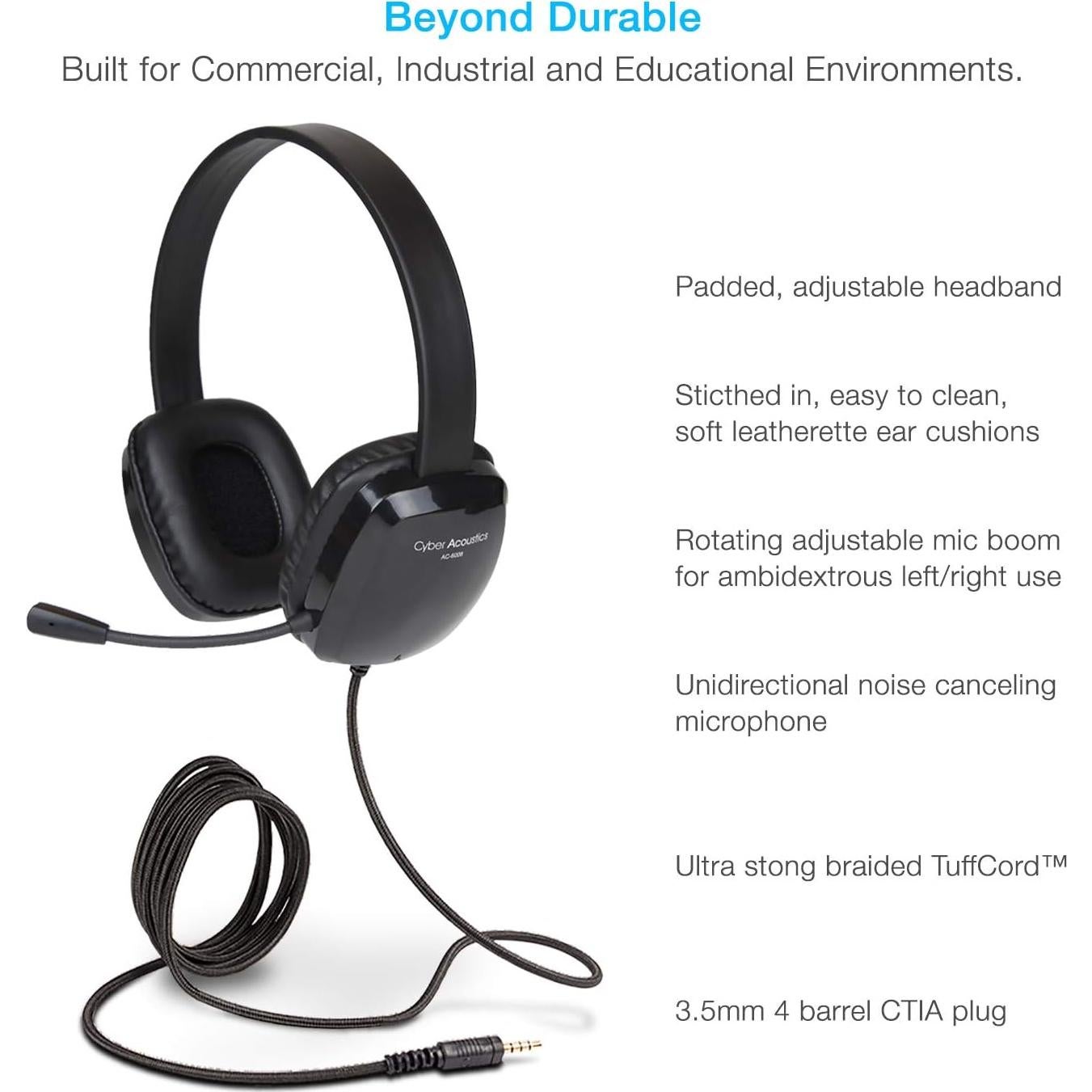 Auriculares Estéreo Cyber Acoustics AC-6008 3.5mm con Micrófono