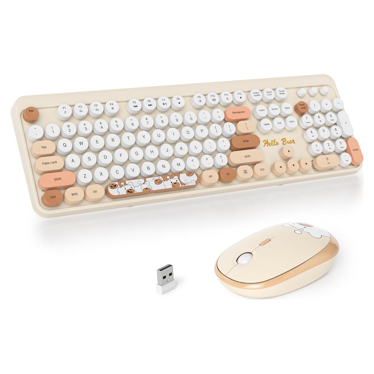Combo Teclado y Ratón Inalámbrico Retro SbocKeeb Beige 104 Teclas