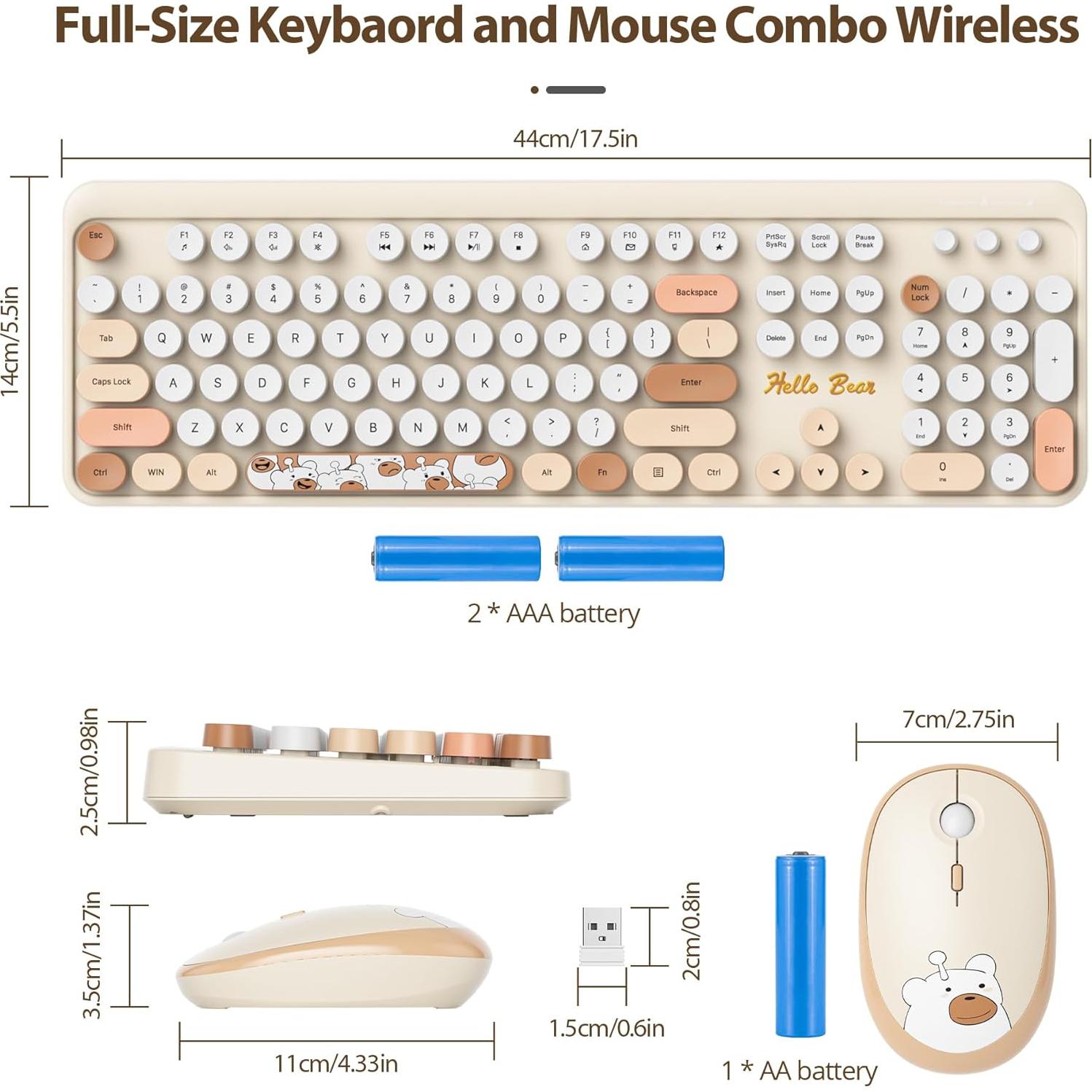 Combo Teclado y Ratón Inalámbrico Retro SbocKeeb Beige 104 Teclas