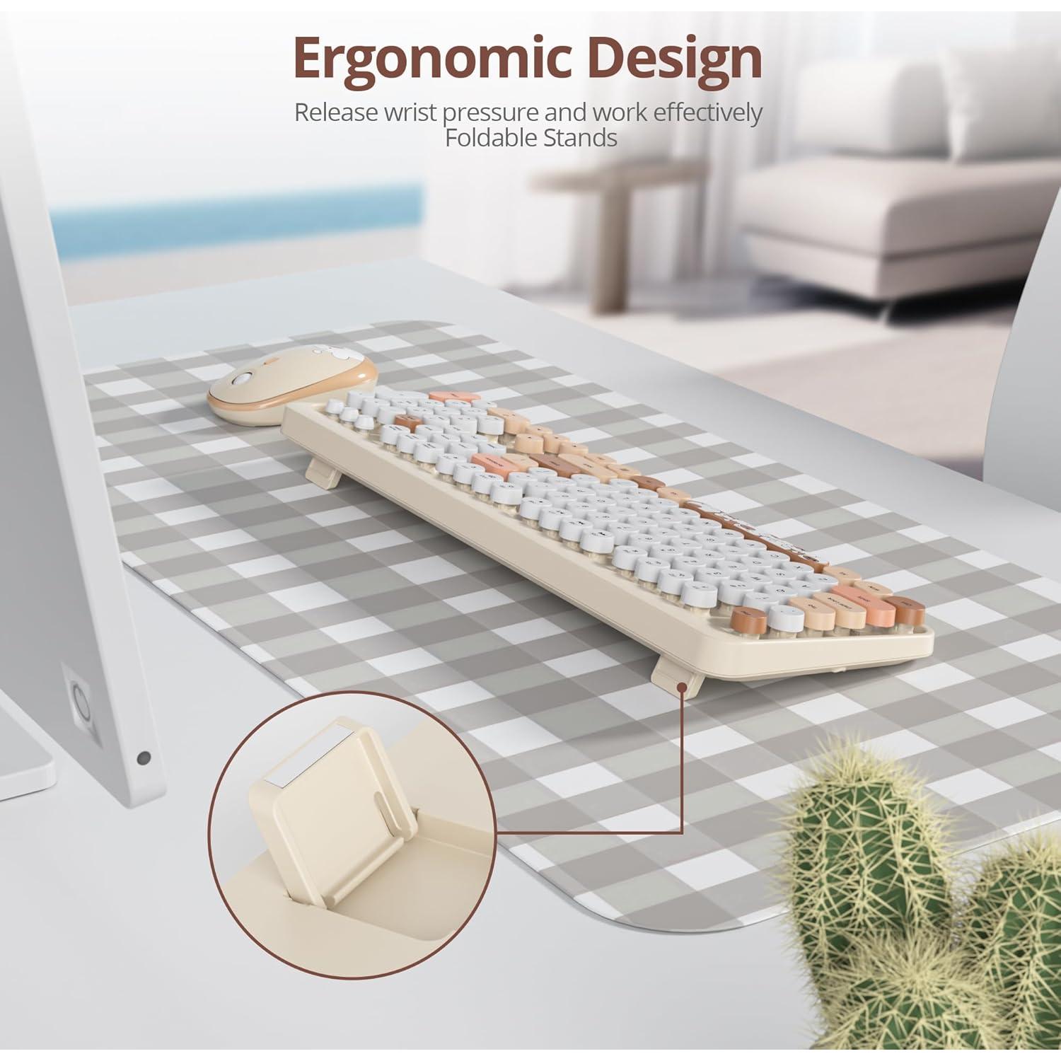 Combo Teclado y Ratón Inalámbrico Retro SbocKeeb Beige 104 Teclas
