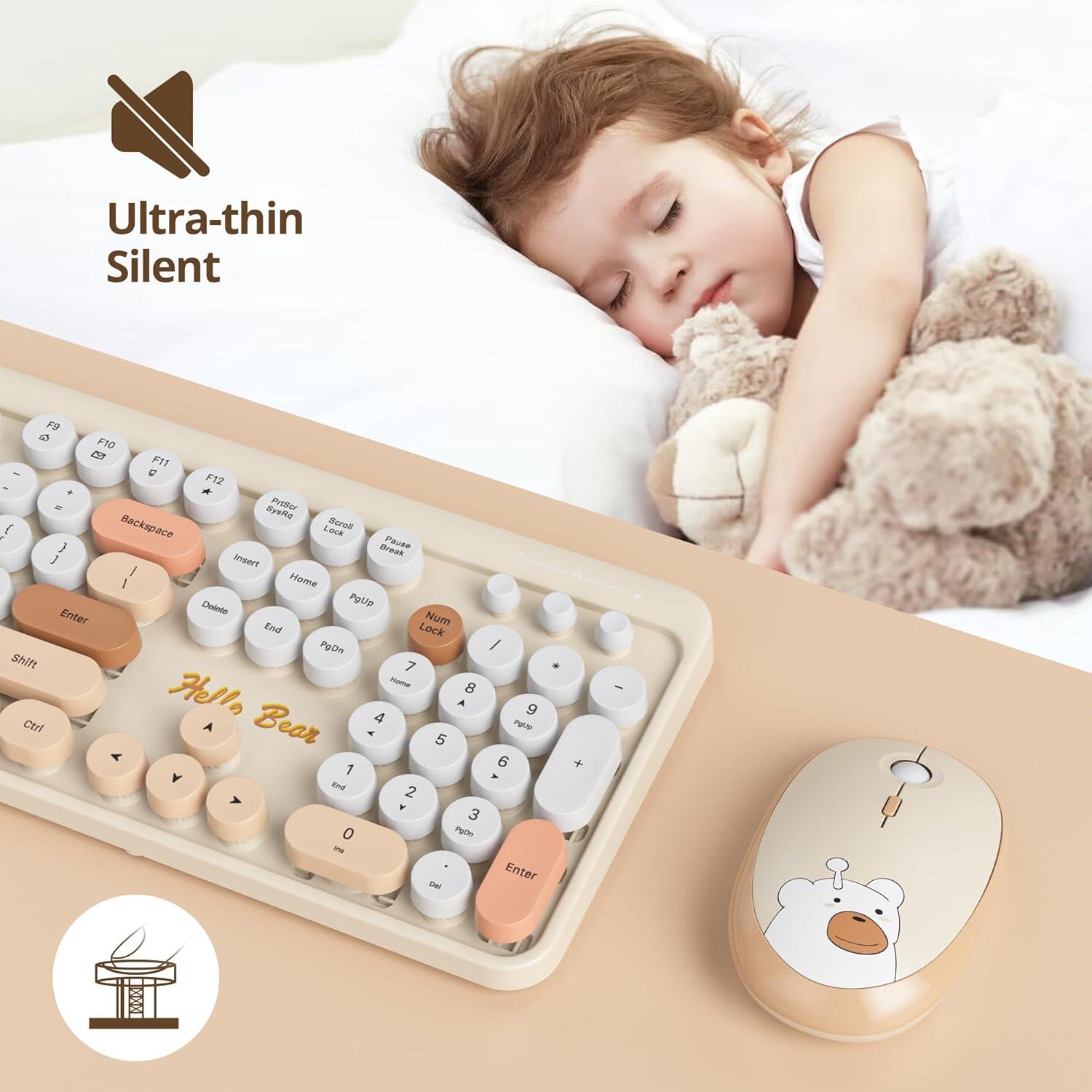 Combo Teclado y Ratón Inalámbrico Retro SbocKeeb Beige 104 Teclas