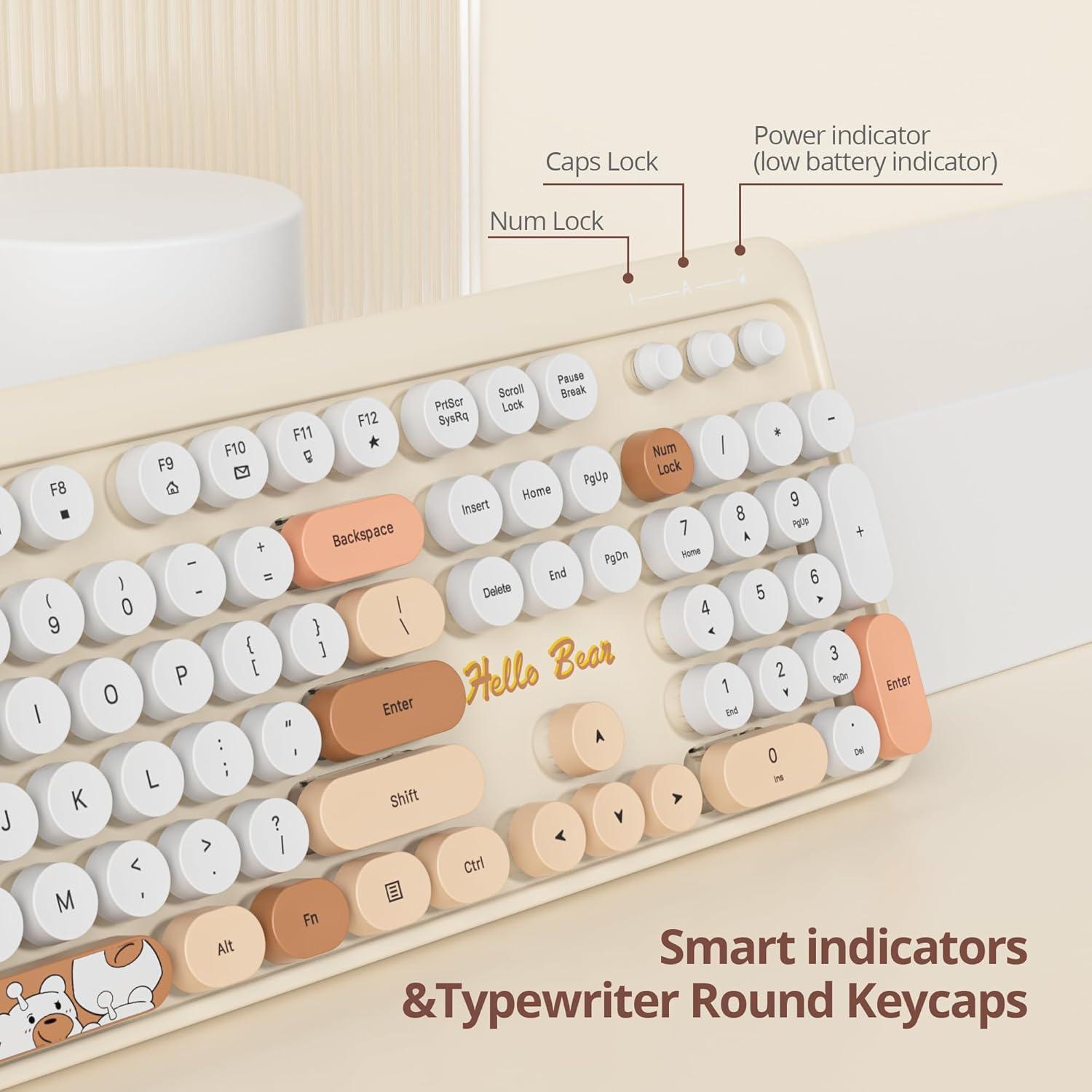 Combo Teclado y Ratón Inalámbrico Retro SbocKeeb Beige 104 Teclas