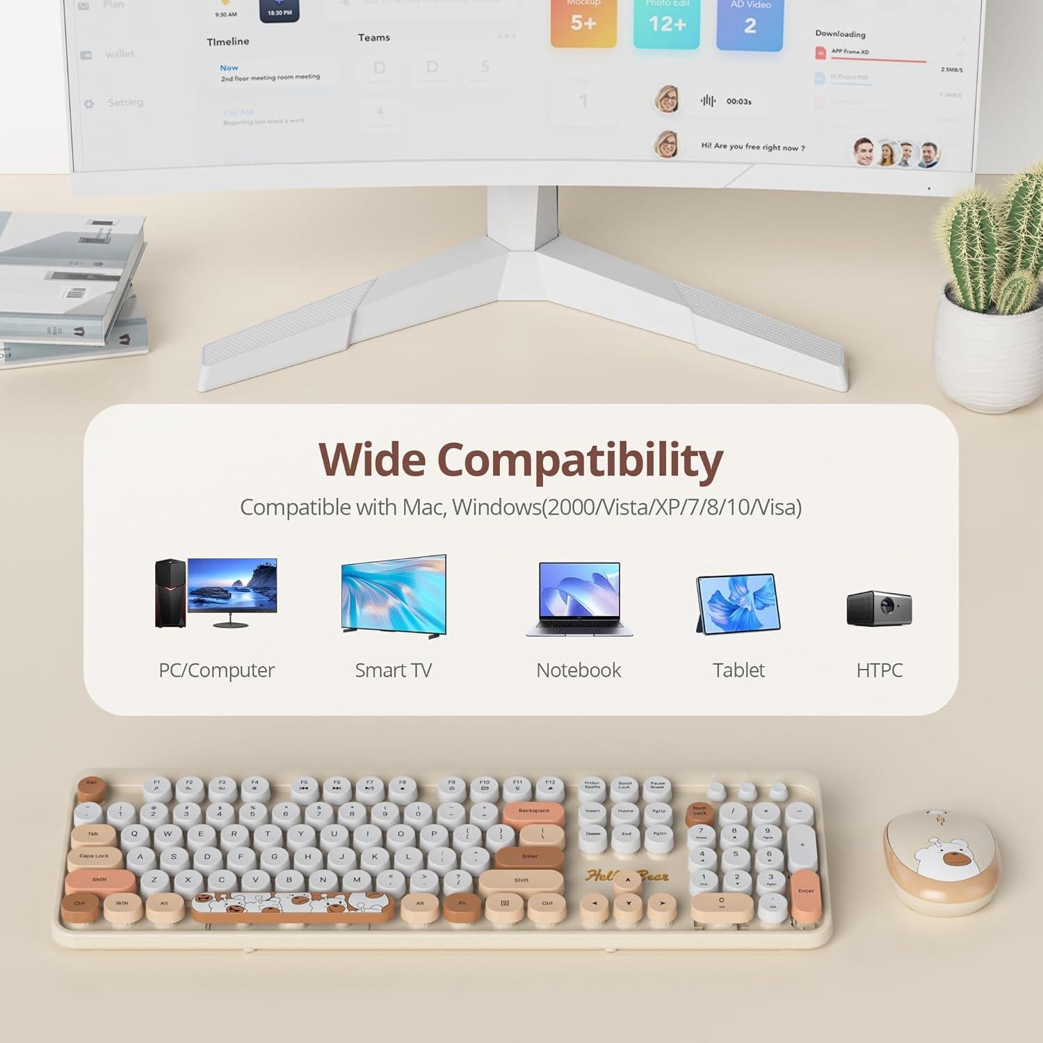 Combo Teclado y Ratón Inalámbrico Retro SbocKeeb Beige 104 Teclas