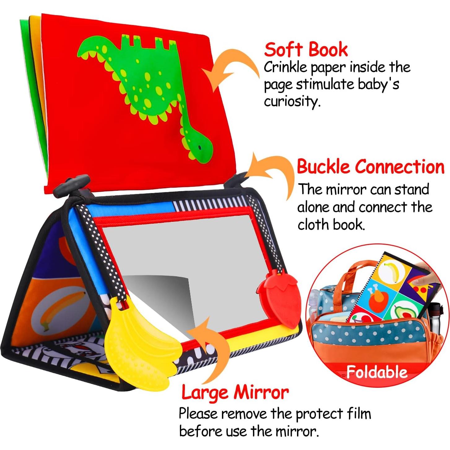 Espejo Tummy Time Bebés Thremhoo con Libro Sensorial