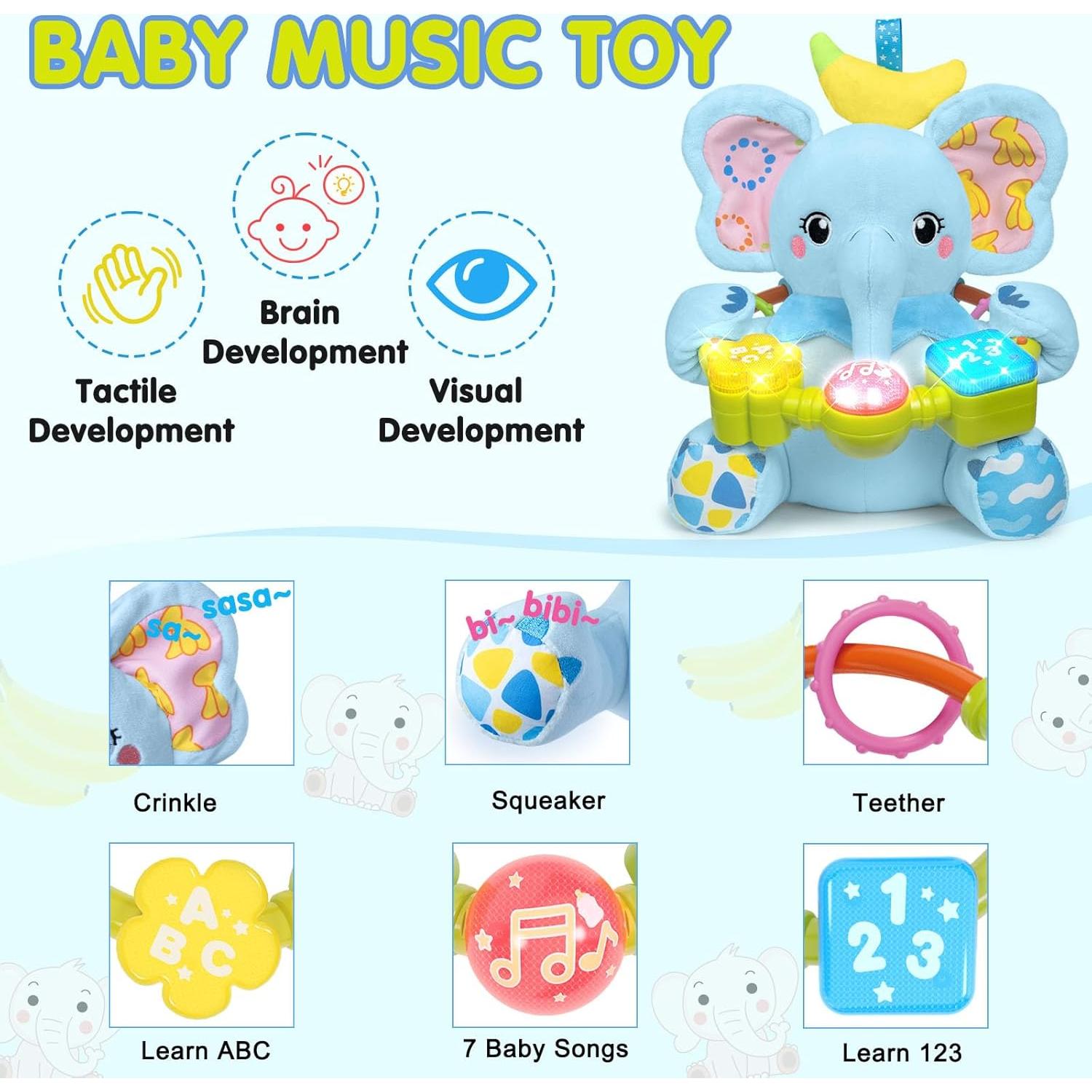 Juguete Elefante Musical Bilingüe para Bebés 0-18 Meses