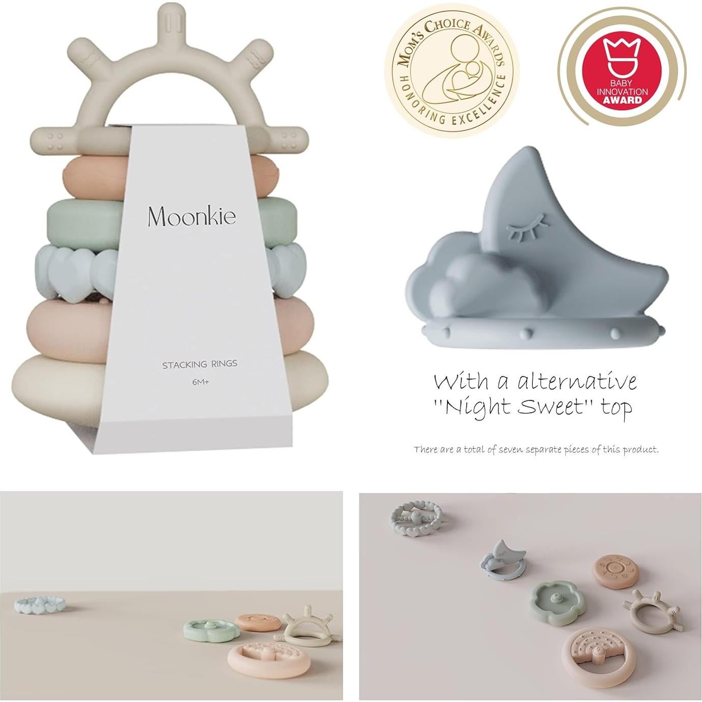 Moonkie Juguete de Dentición Apilable Multicolor 7 Piezas