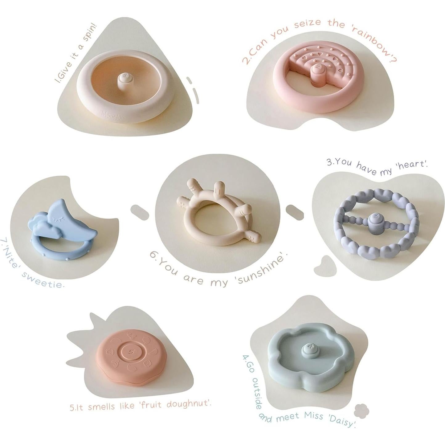 Moonkie Juguete de Dentición Apilable Multicolor 7 Piezas
