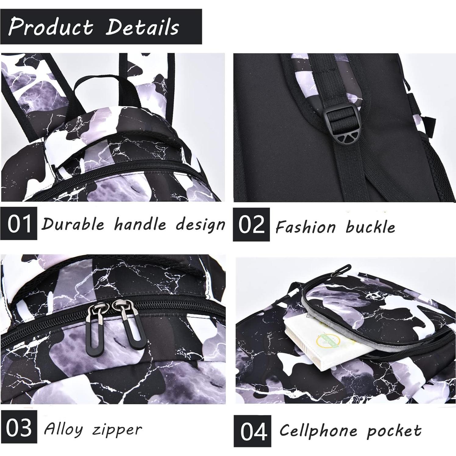 Mochila Escolar Camo Negra Nylon 44x30x15cm para Niños