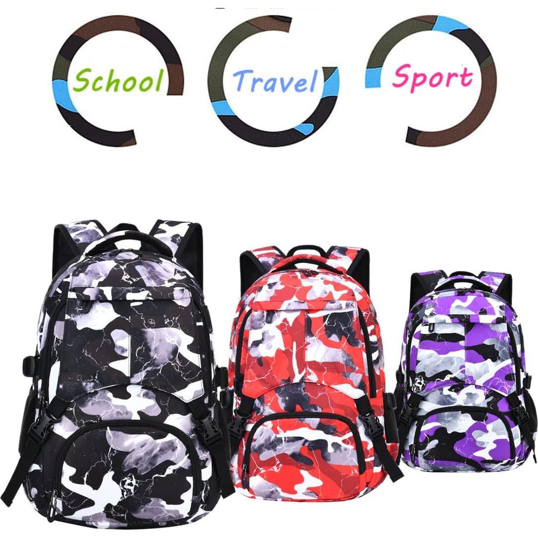 Mochila Escolar Camo Negra Nylon 44x30x15cm para Niños