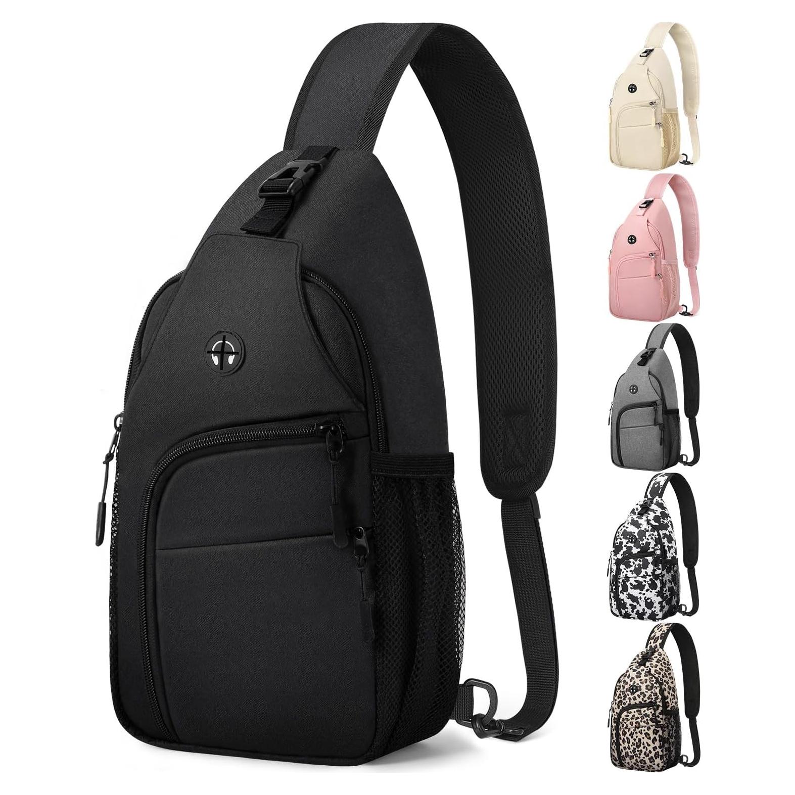 Mochila Bandolera Impermeable Pritent Mediana Negra 6L