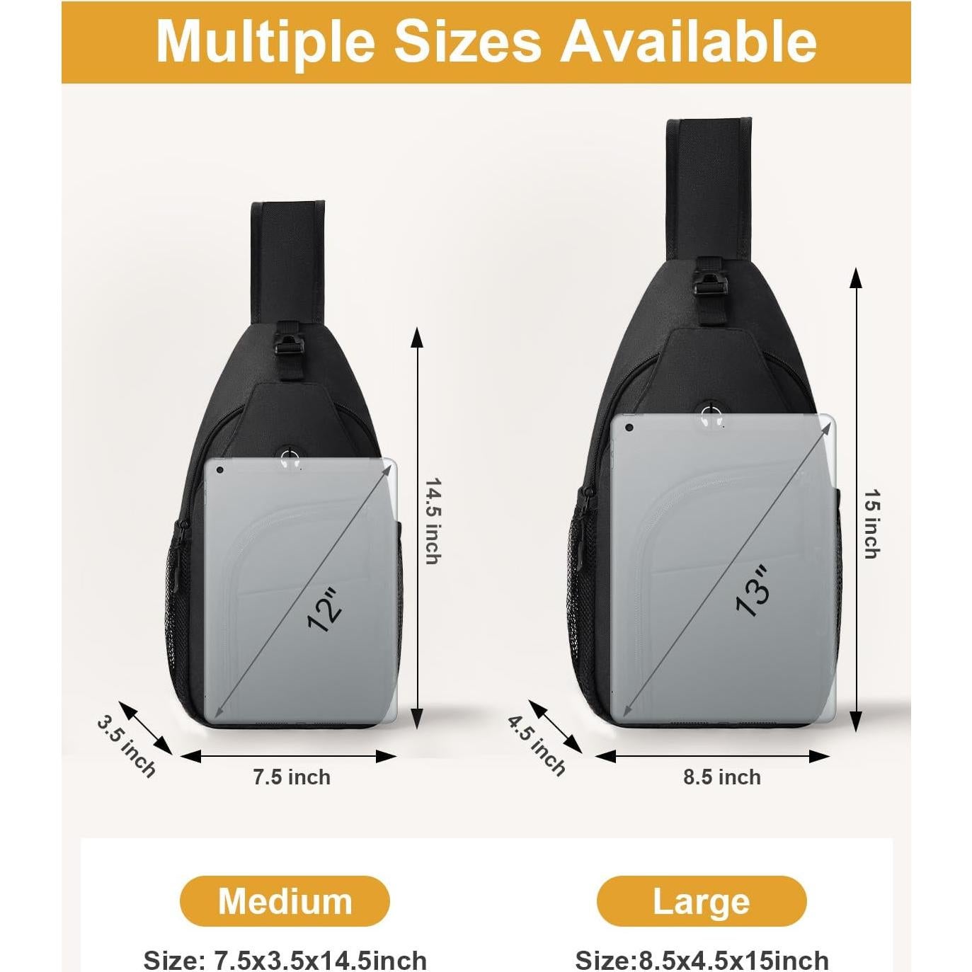 Mochila Bandolera Impermeable Pritent Mediana Negra 6L