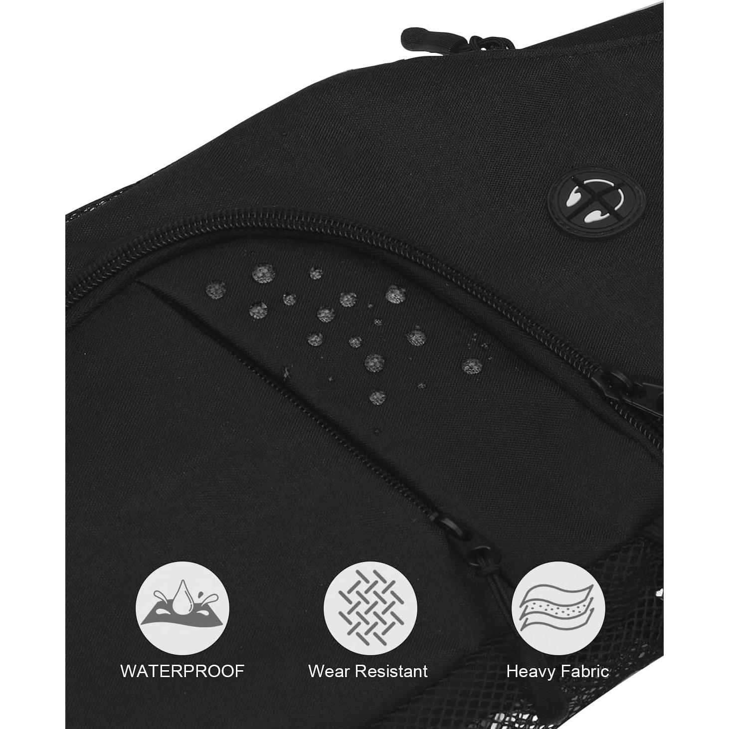 Mochila Bandolera Impermeable Pritent Mediana Negra 6L