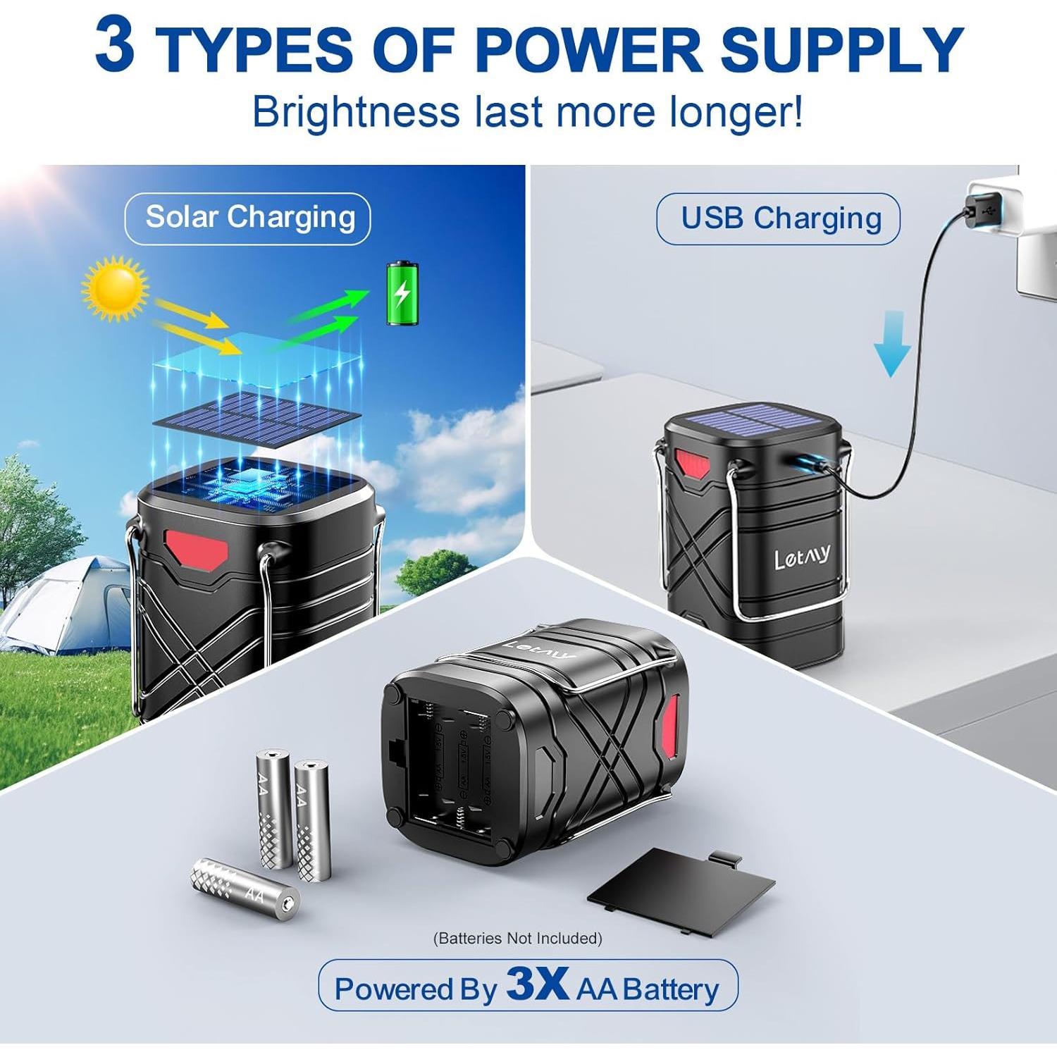 Linterna de Camping LETMY X2500 - 4 Paquete LED Recargable