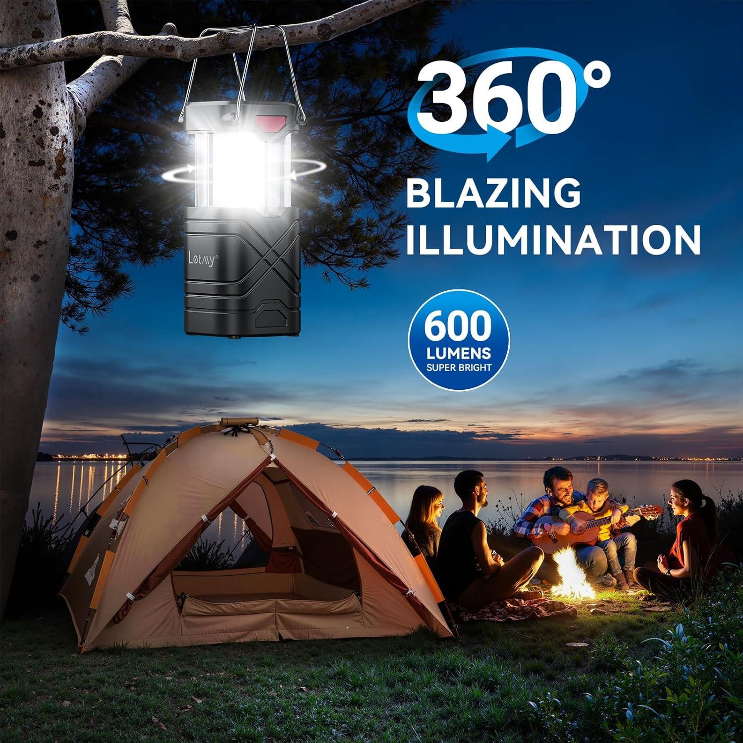 Linterna de Camping LETMY X2500 - 4 Paquete LED Recargable