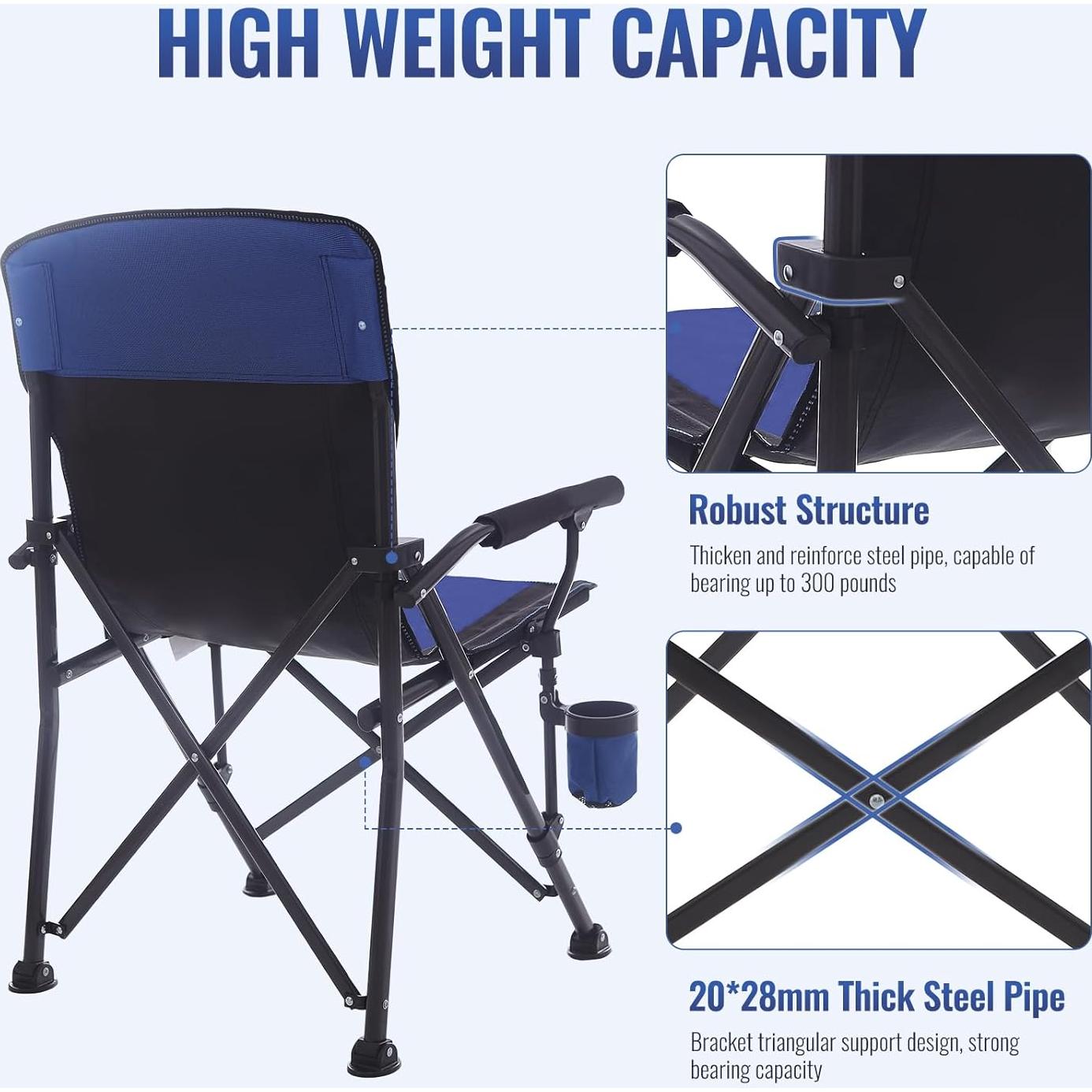 Silla de Camping QAOYAL Plegable 136 kg con Portavasos
