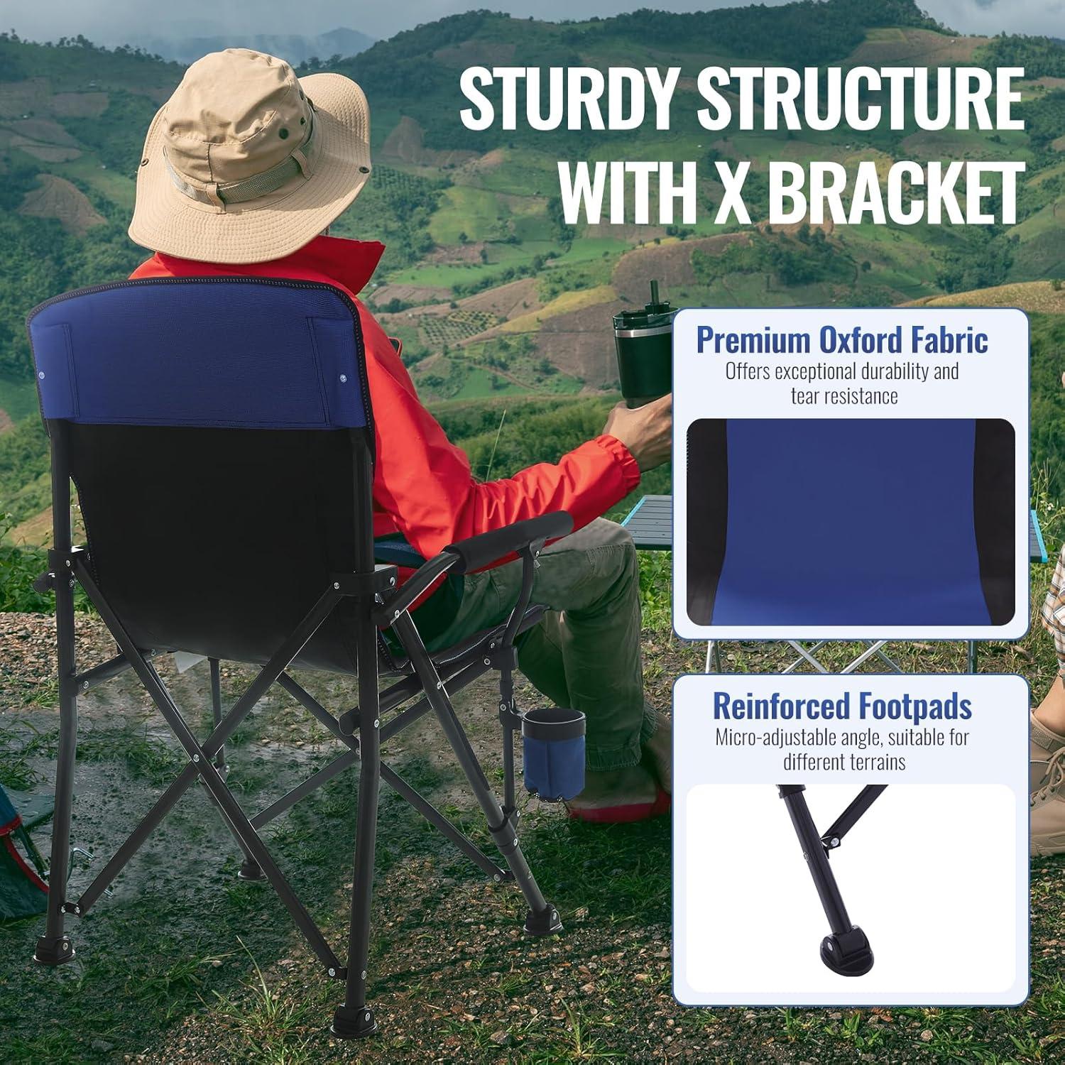 Silla de Camping QAOYAL Plegable 136 kg con Portavasos