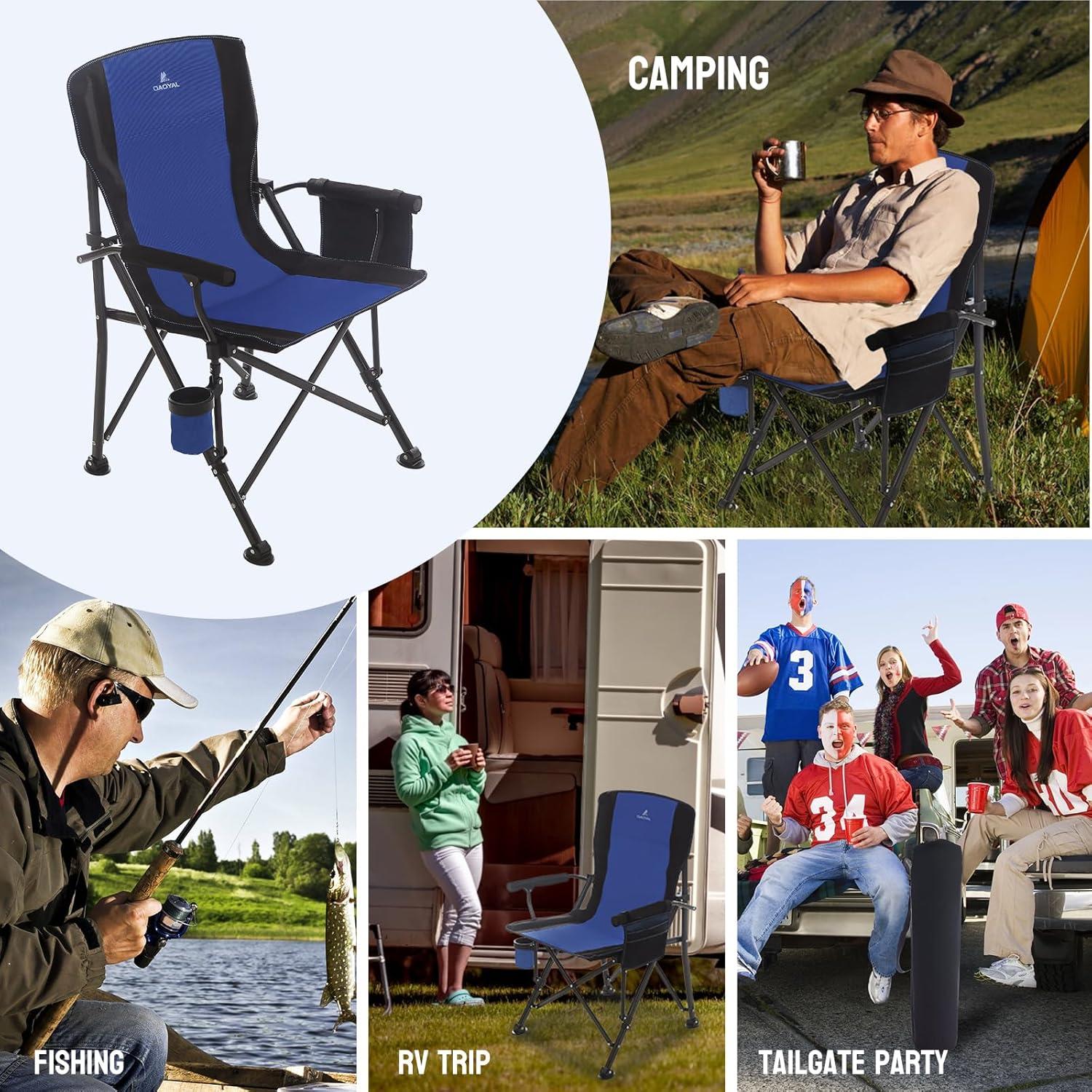 Silla de Camping QAOYAL Plegable 136 kg con Portavasos