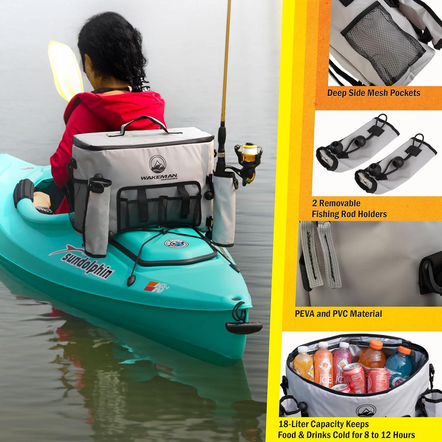 Cooler de Kayak 18L Wakeman Gris Aislado Resistente al Agua