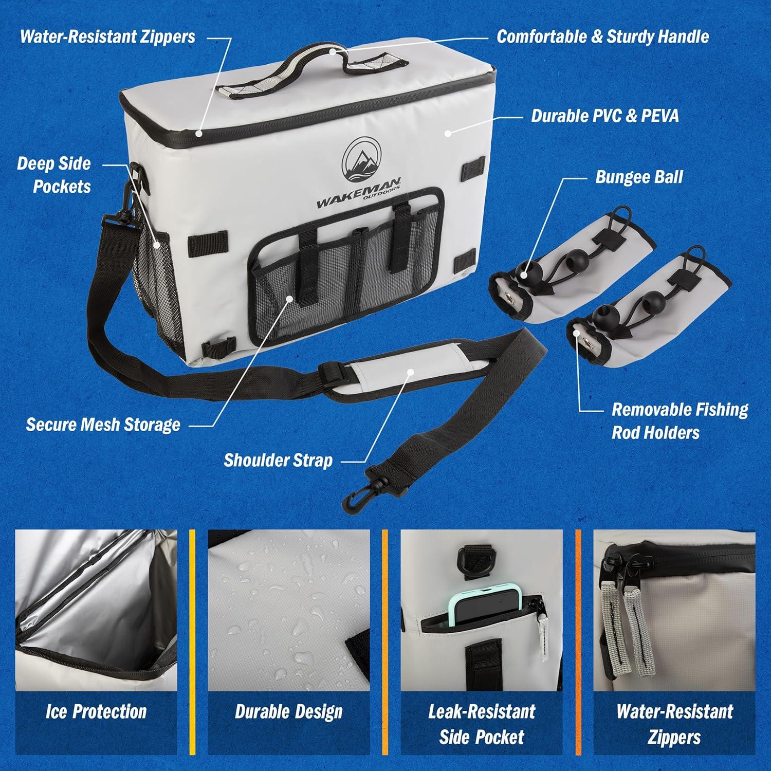 Cooler de Kayak 18L Wakeman Gris Aislado Resistente al Agua