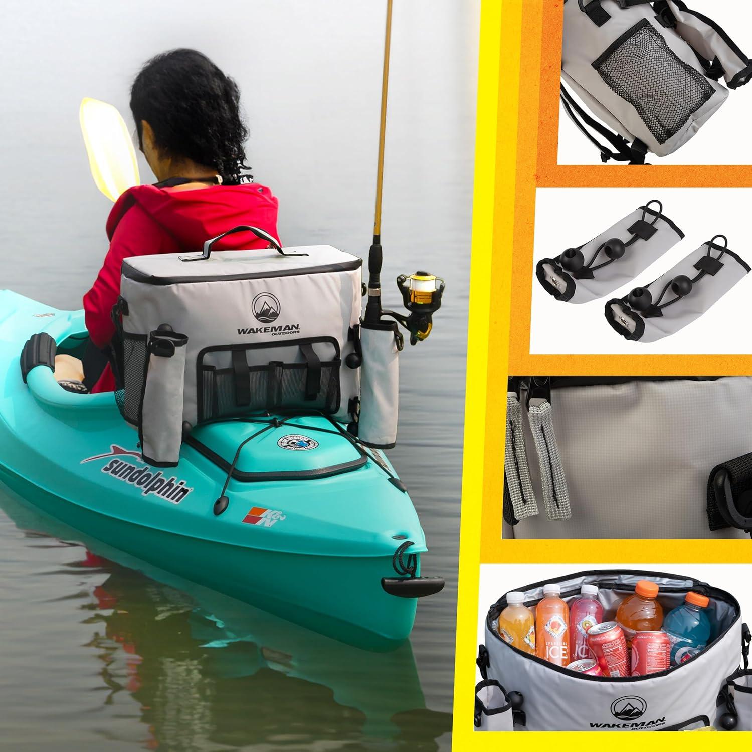 Cooler de Kayak 18L Wakeman Gris Aislado Resistente al Agua