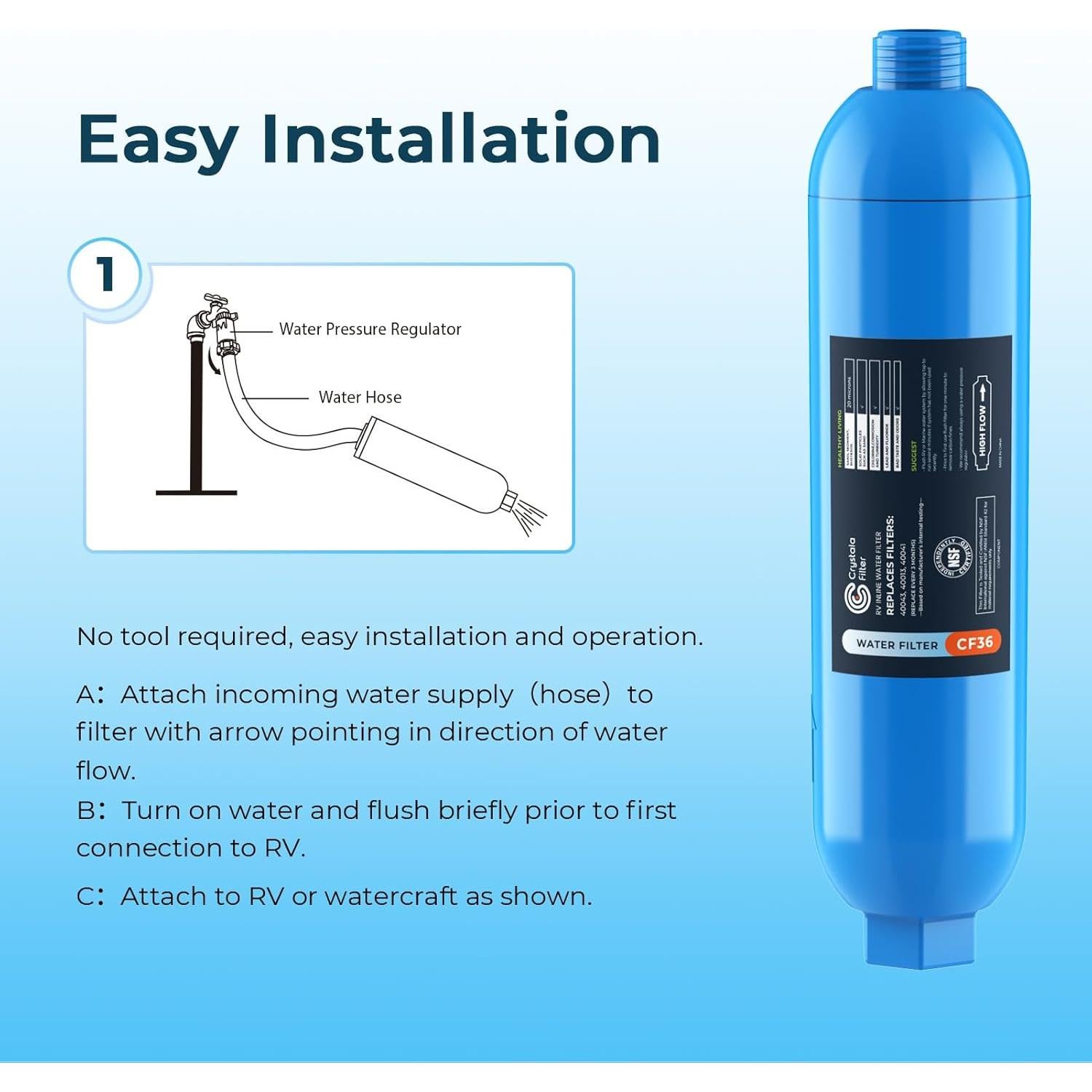 Filtro de Agua Crystala para RV y Camper - 1 Cuenta