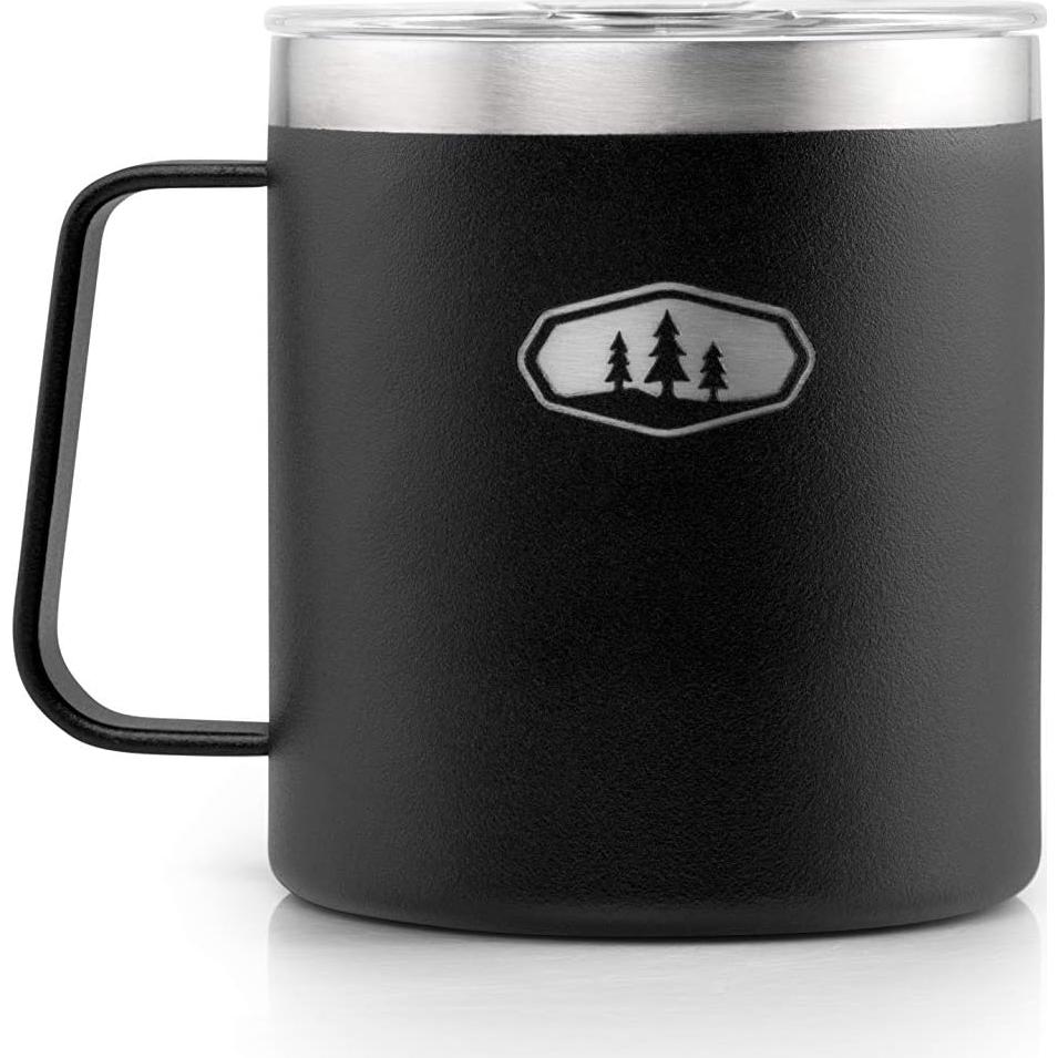 Taza de Campamento GSI Outdoors Glacier 450 ml Negra Aislada