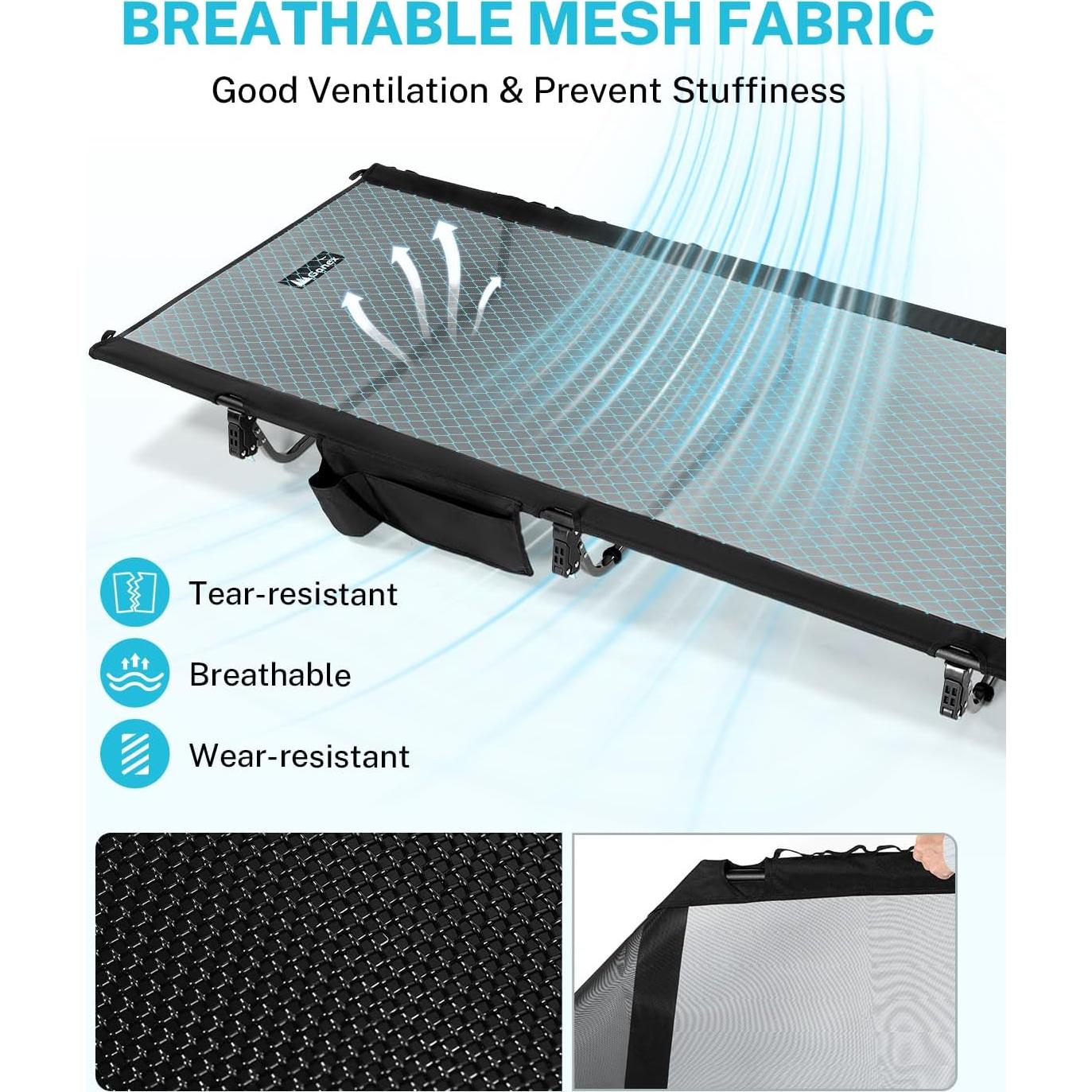 Cama de Camping Gonex Extra Ancha 80x190cm Soporta 158.76kg