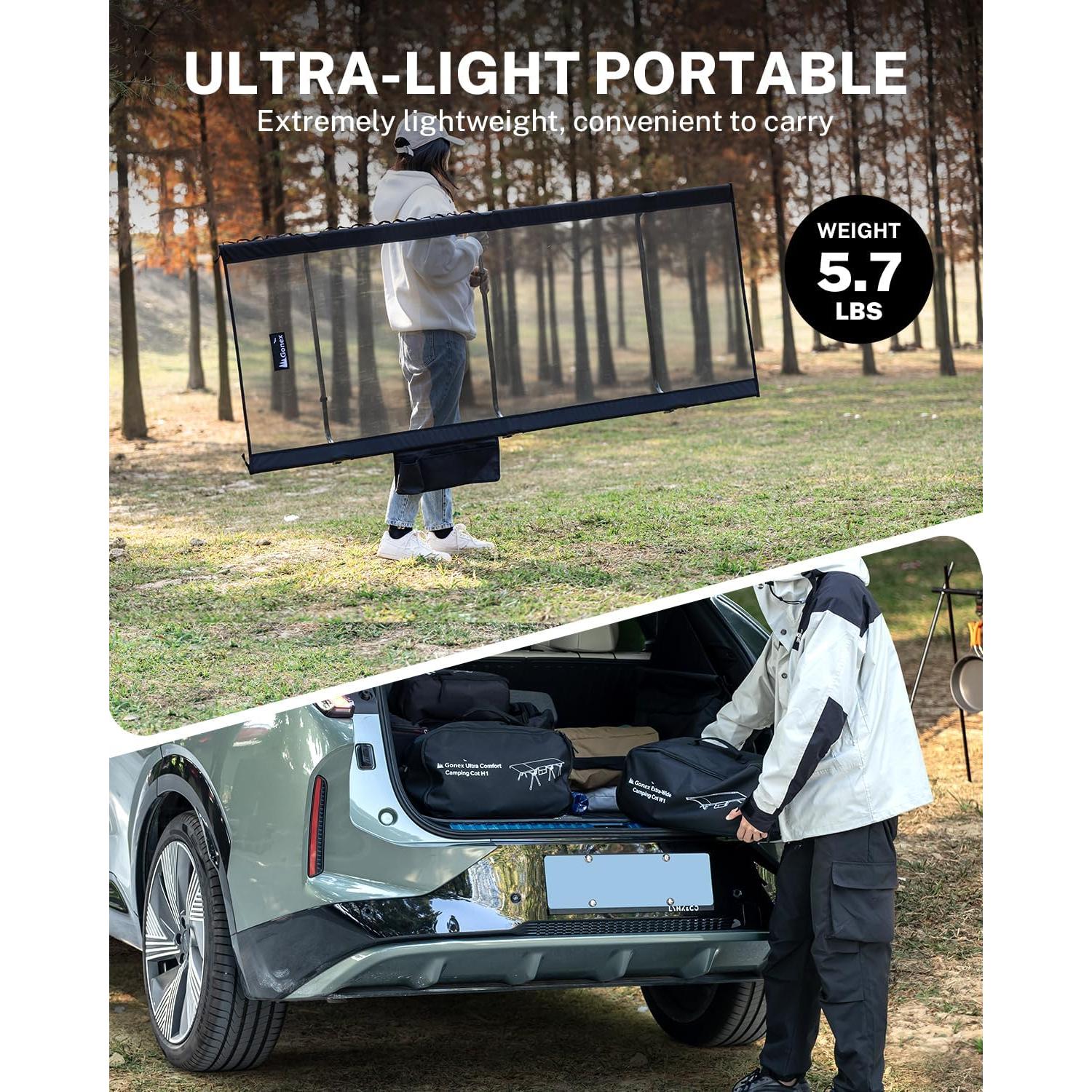 Cama de Camping Gonex Extra Ancha 80x190cm Soporta 158.76kg