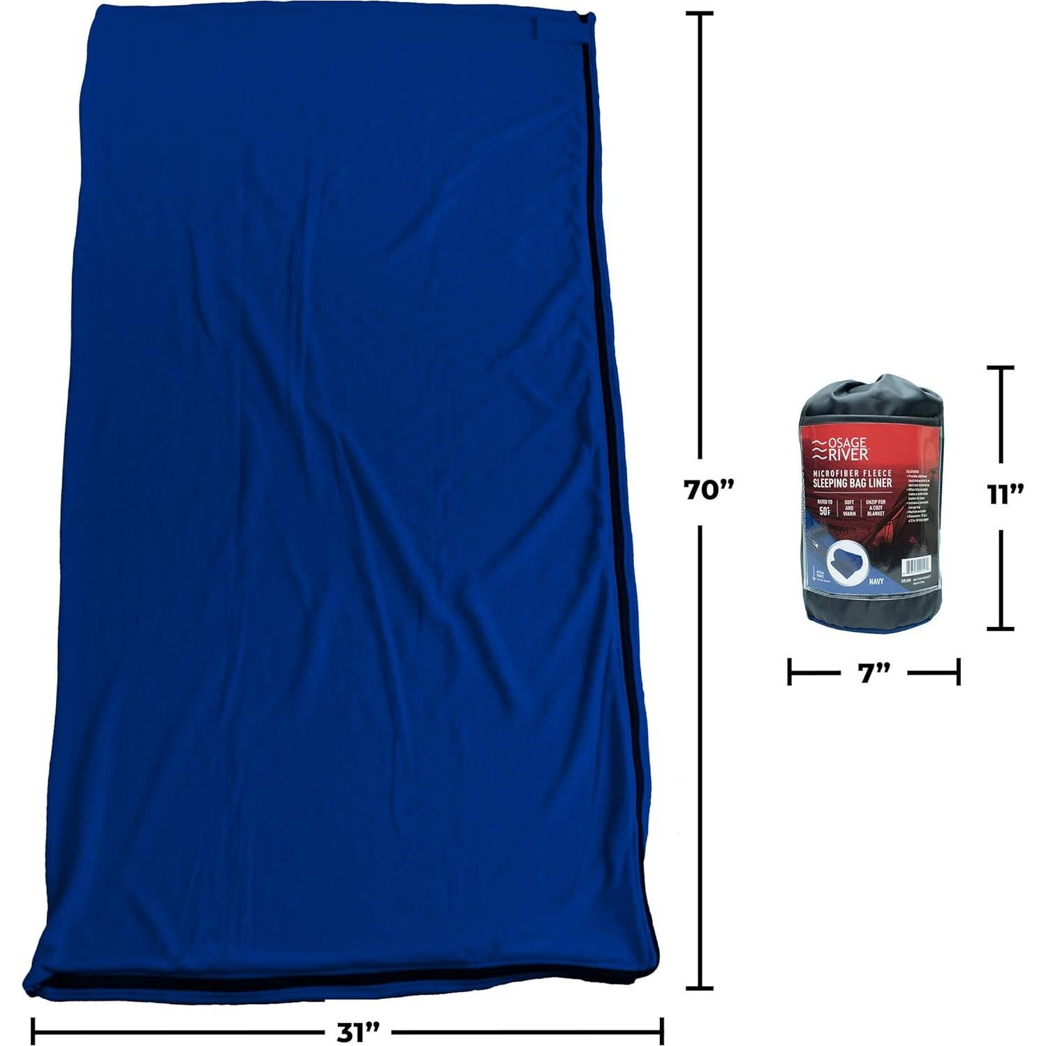 Forro de Saco de Dormir OSAGE RIVER Franela 178x79 cm Marino